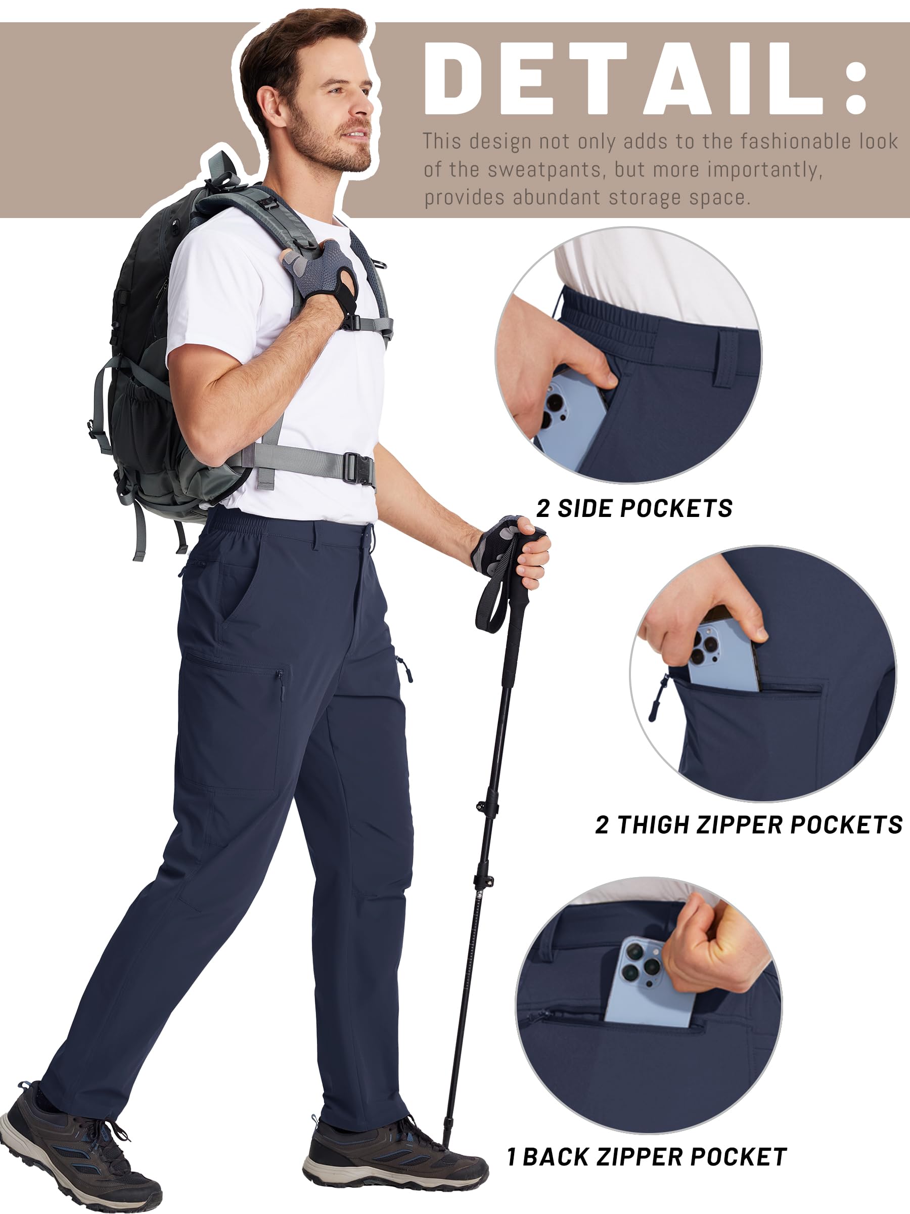TACVASEN Men's Hiking Pants - Lightweight Quick Dry Tactical Pants with 6 Pockets, Water Resistant Ripstop Fabric for Outdoor Trekking, Camping & Work | Durable Outdoor Adventure Pants