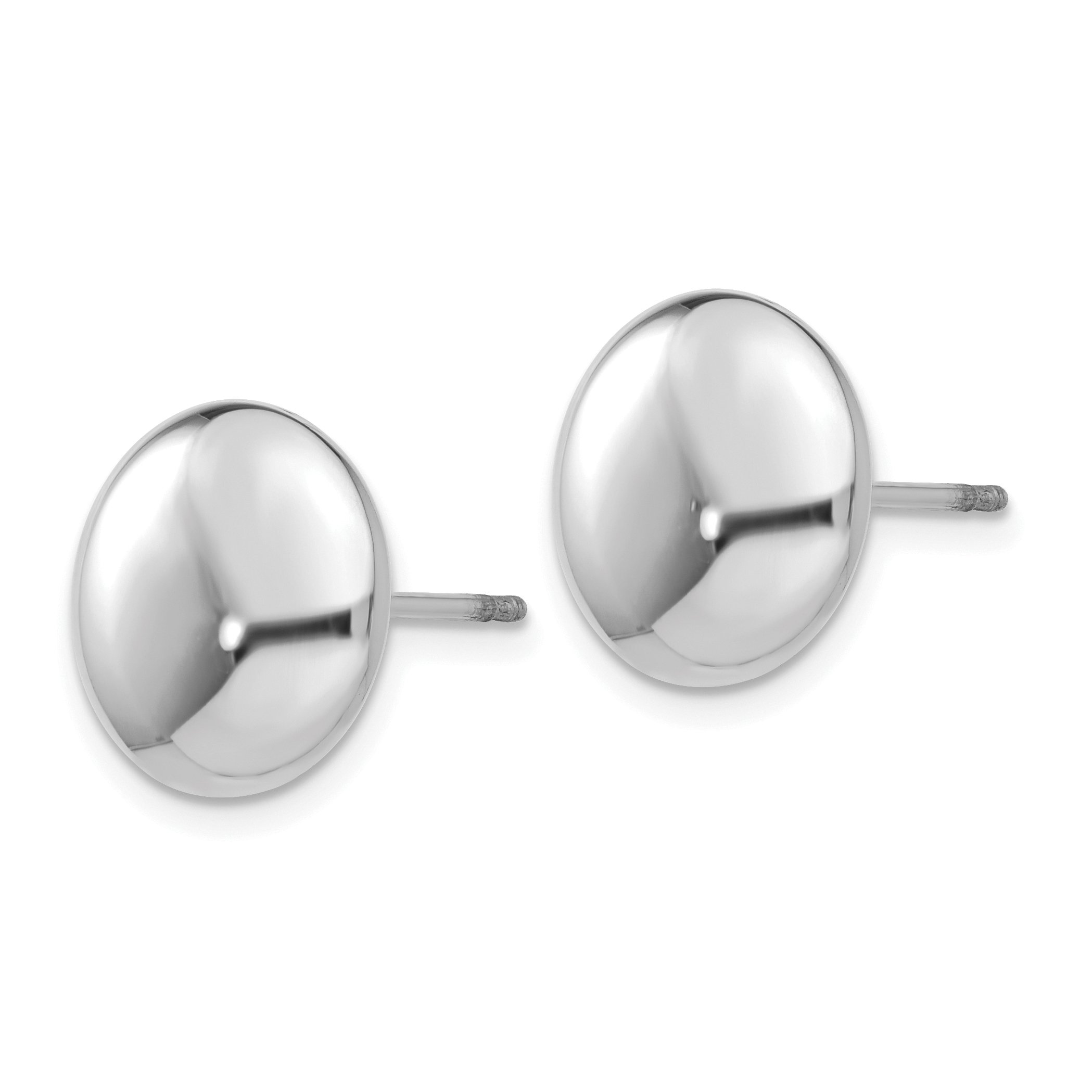 14K Solid White Gold 12mm Button Stud Earrings for Women - Minimalist Elegant Everyday Jewelry - Perfect for Work, Date Night & Special Occasions
