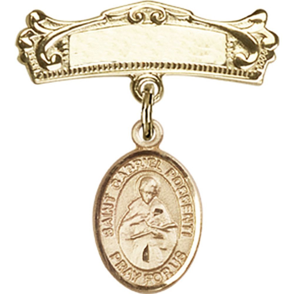 St. Gabriel Possenti Gold Filled Baby Badge with Arched Polished Pin - 7/8
