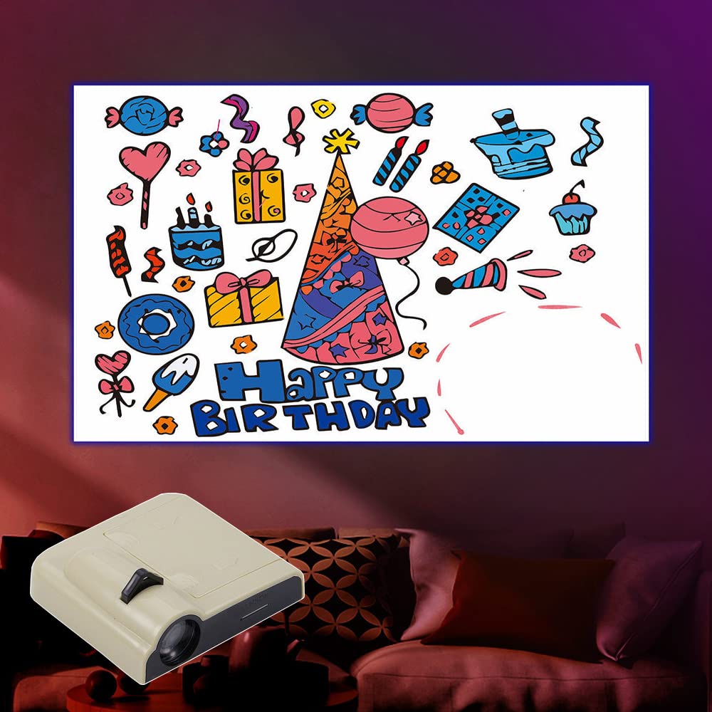 LZLRUN Happy Birthday Projection Lamp - Customizable LED Night Light with Photo Props for Party Decor & Home Atmosphere (Style 11) | Perfect for Birthday Celebrations, Baby Showers & Romantic Nights