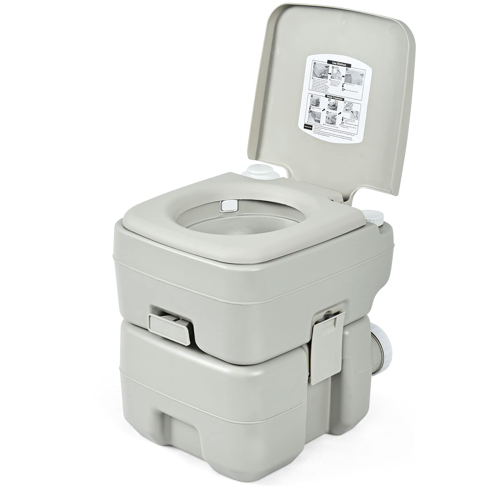 GYMAX Portable Toilet for Camping & RV Travel - 5.3 Gallon Leak-Proof Flushable Toilet with Waste Tank | Ideal for Outdoor, Boating, Hiking & Emergency Use