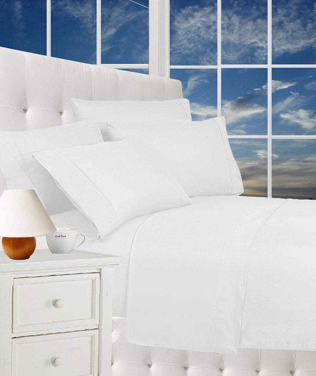 Premium 1800 Thread Count 4-Piece King Size Bed Sheet Set - Hotel Quality Luxury Cotton Sheets with Deep Pockets, Wrinkle Free & Breathable - Perfect for Master Bedroom, Guest Room or Airbnb