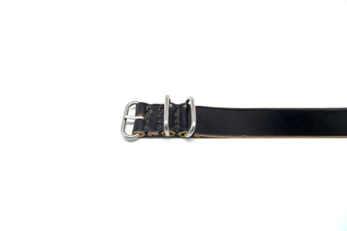 Military Watch Strap 18mm - Shell Cordovan Black Matte for Outdoor & Tactical Use