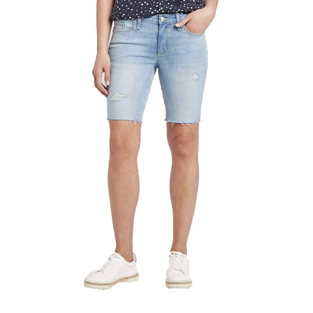 Universal Thread Women's Mid-Rise Light Wash Denim Shorts - Comfortable Stretch Jean Shorts for Summer Casual Wear, Beach, and Outdoor Activities
