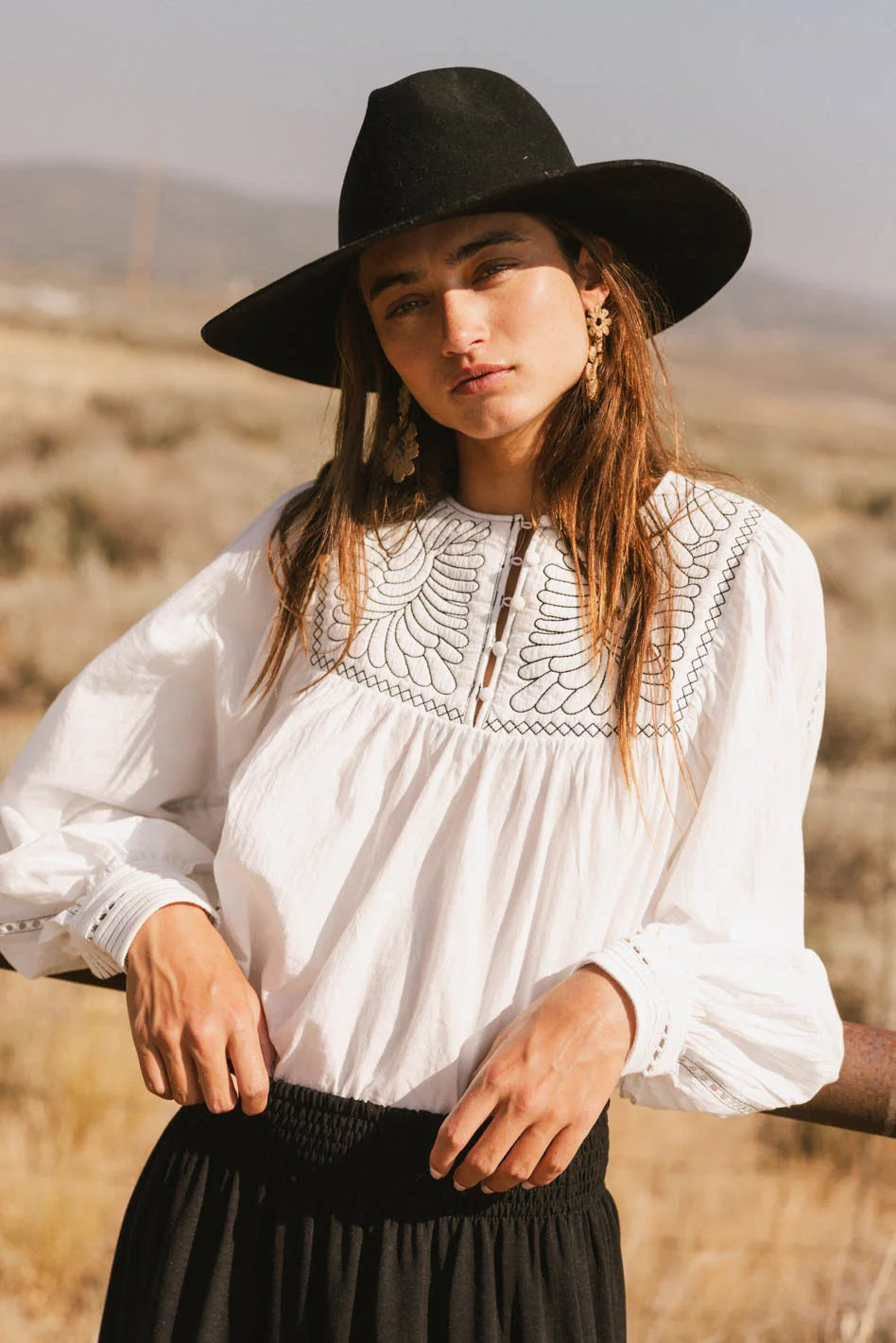 Lucerne Embroidered Blouse for Women - Elegant Floral Embroidered Top - Boho Chic Blouse for Casual Wear & Special Occasions