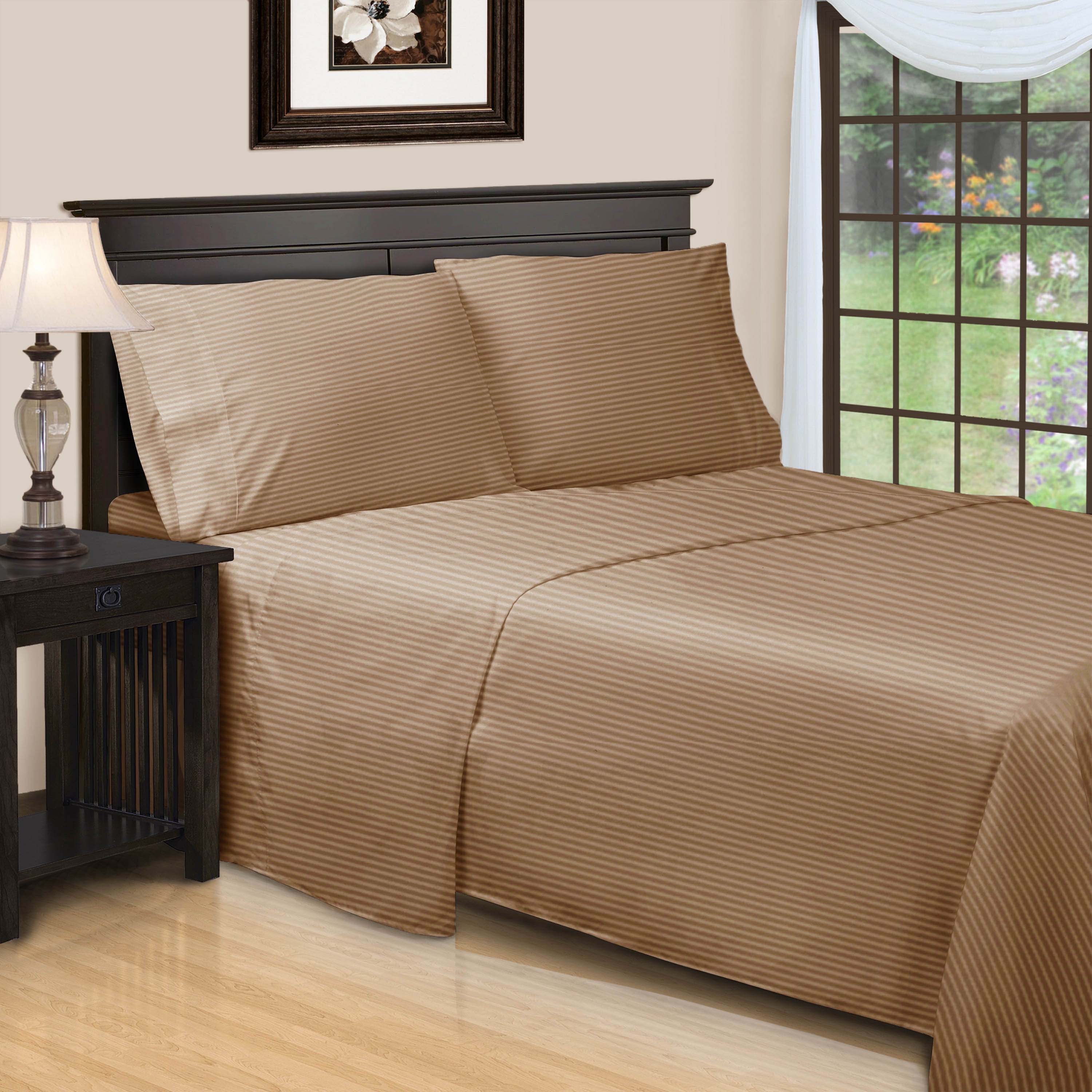 Premium 600 Thread Count Egyptian Cotton Sheet Set - Deep Pocket, Striped Design for Ultimate Comfort & Luxury - Perfect for Master Bedrooms & Guest Rooms