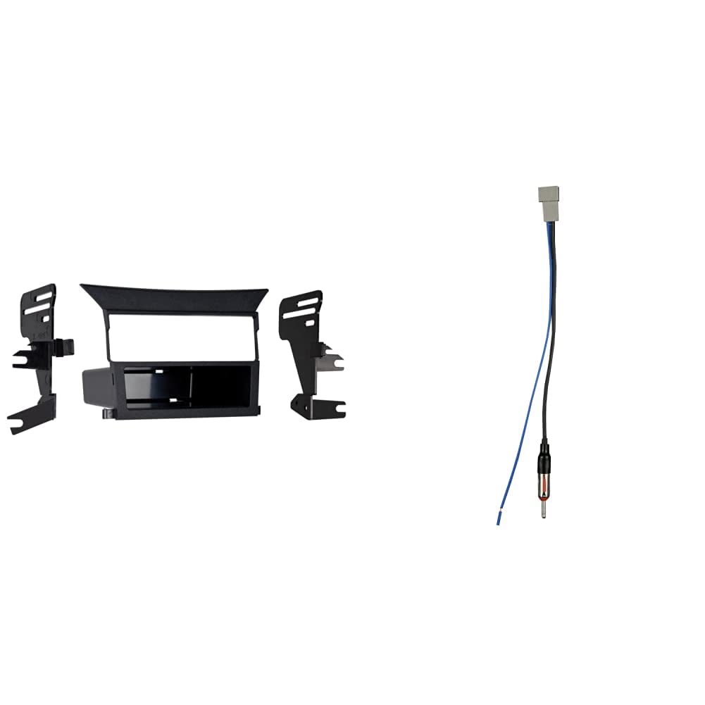 Metra 99-7876 Single DIN Installation Dash Kit with Storage Pocket for 2009 Honda Pilot | 40-HD10 Antenna Adapter Cable for Aftermarket Radio | Compatible with Select Honda & Acura Vehicles | Perfect for Car Audio Upgrades & DIY Installations
