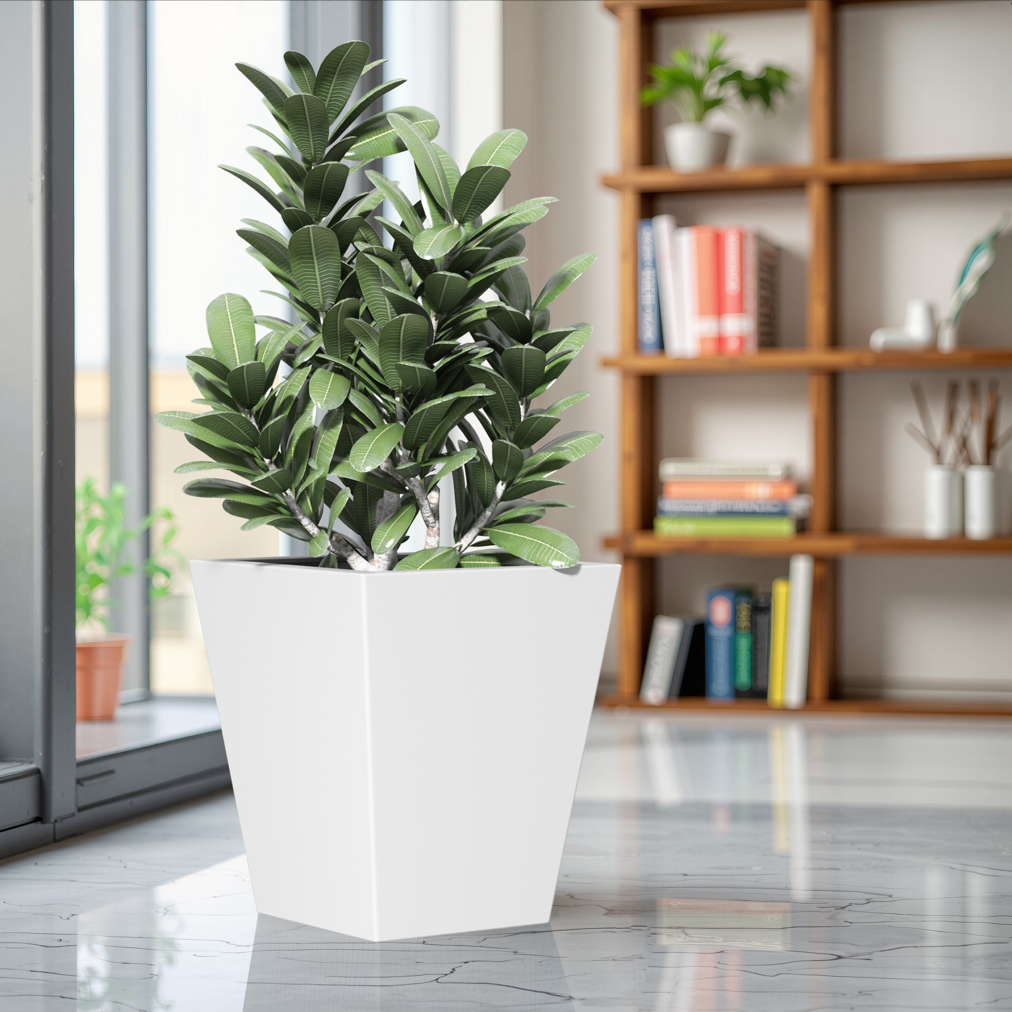 22 Inch Tall Metal Tapered Planter - Large Outdoor & Indoor Garden Pot with Drainage Hole & Rubber Plug, Modern Home Decor for Patio, Living Room, Balcony & Office Spaces