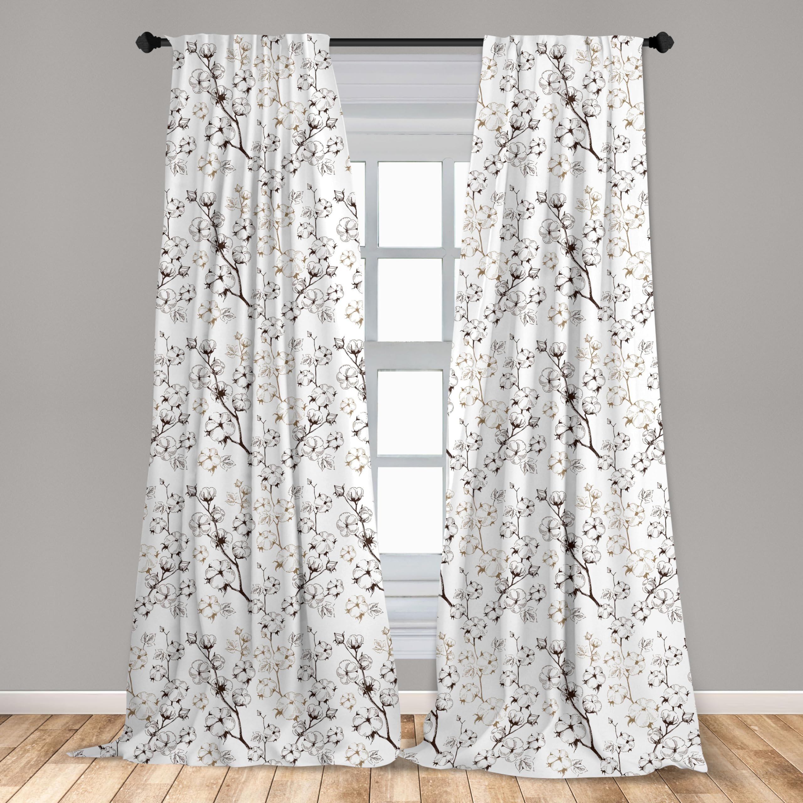 Ambesonne Farmhouse Botanical Window Curtains - Fluffy Plant Outlines Harvest Nature Print, Lightweight Home Decor 2-Panel Set with Rod Pocket (28
