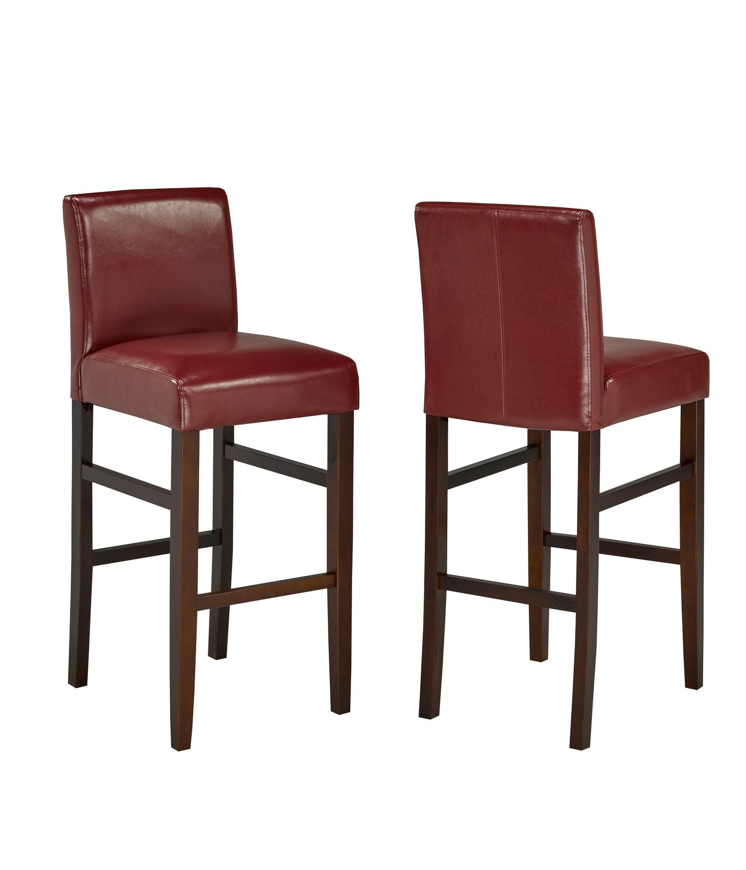 29 Inch Bar Stools Set of 2 - Adjustable Height Red Kitchen Counter Stools for Dining Room, Bar & Home Decor