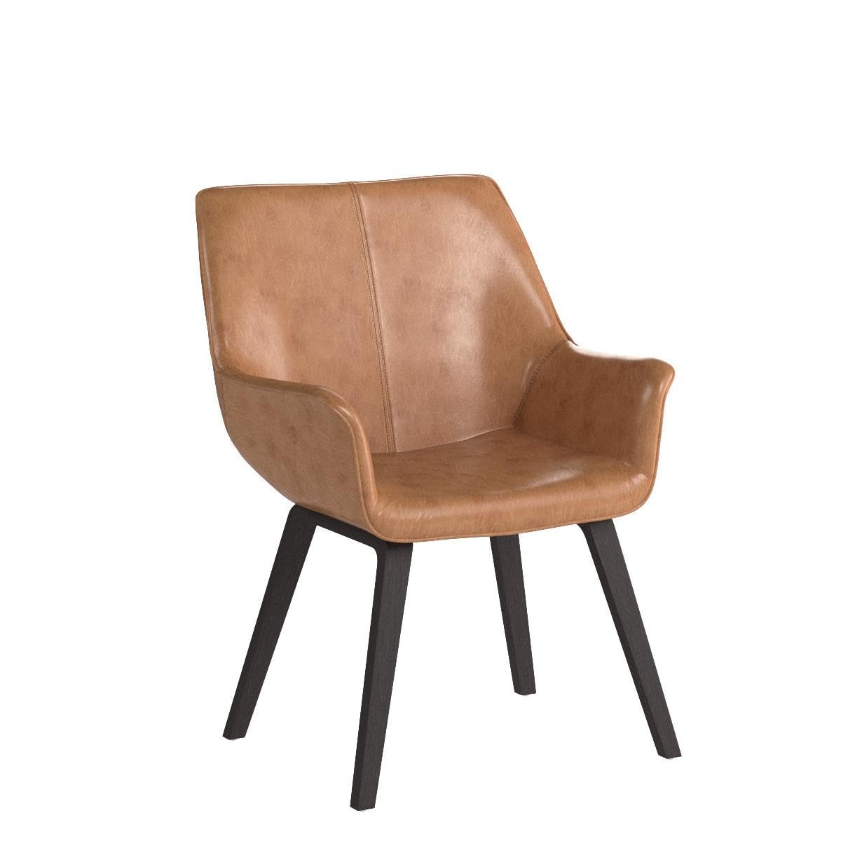 Set of 4 Yellow PU Leather Modern Accent Chairs - Upholstered Living Room & Dining Room Chairs (2 Pack) - Perfect for Home Decor, Lounge Seating & Small Space Furniture