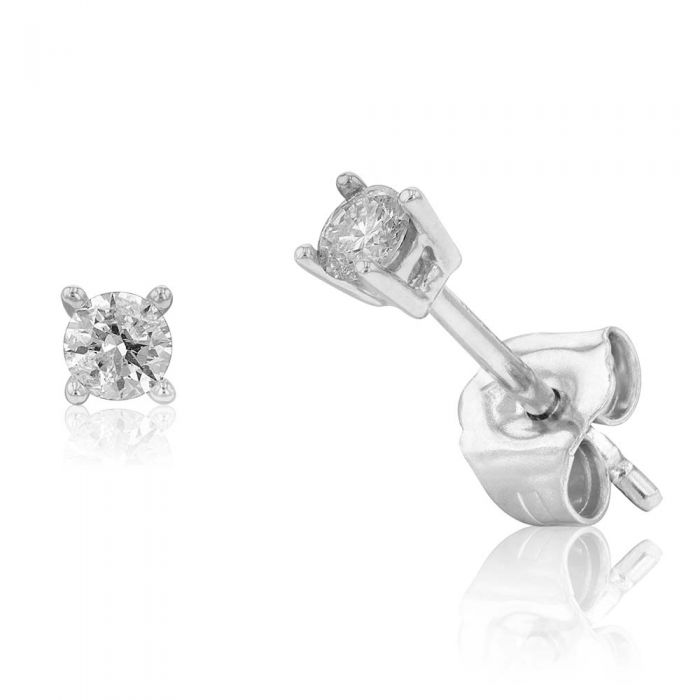 9ct White Gold 1/6 Carat Diamond Stud Earrings for Women - Elegant Round Cut Diamond Earrings for Everyday Wear, Gift Giving & Special Occasions