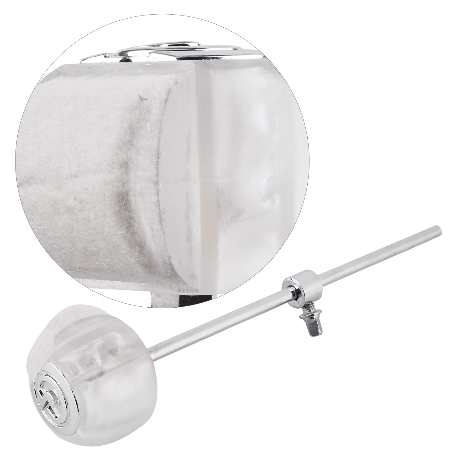 Premium Red Stainless Steel Drum Stick Beater with Felt Hammer Head & Drum Key - Bass Drum Pedal Accessory (White) | Perfect for Live Performances, Studio Recording & Drum Practice