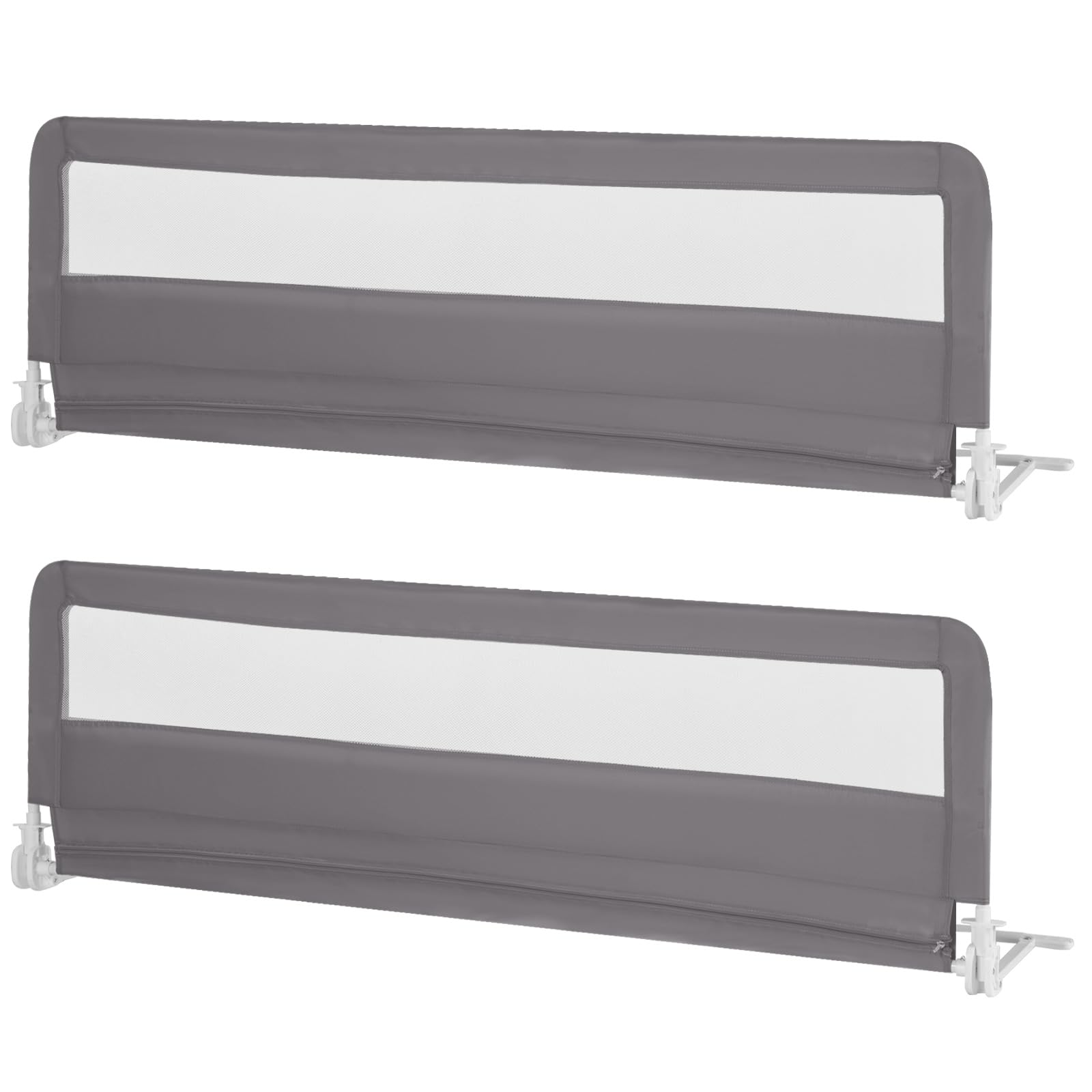 HONEY JOY 71-inch Extra Long Toddler Bed Rail - Portable Safety Bed Guardrail with Double Child Lock, Foldable Baby Bed Rail for King, Queen, Full & Twin Size Mattresses (Gray, 2 Pack) - Perfect for Travel, Home & Childcare Safety