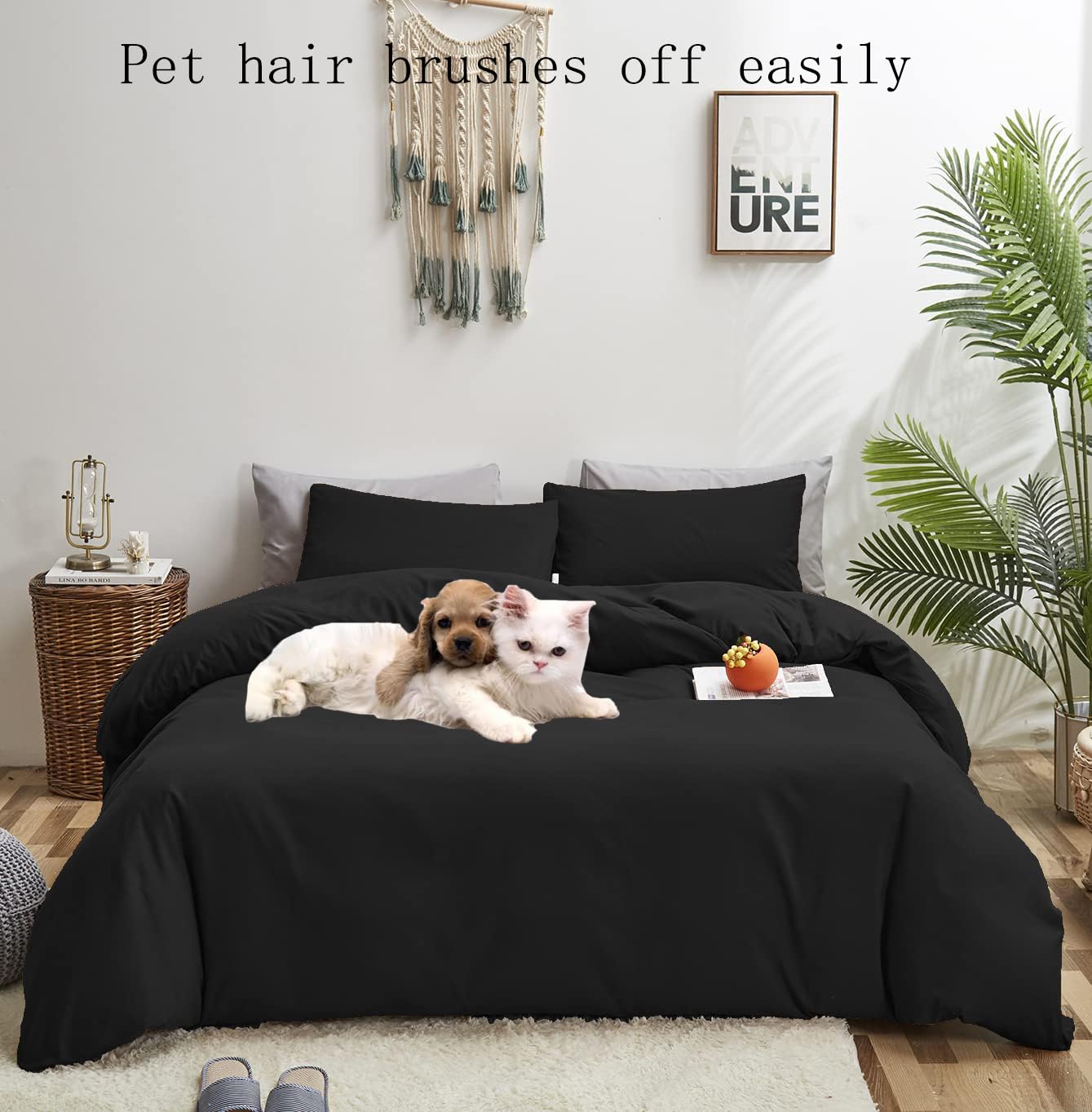 KAREVER Black Comforter Set King Size - Soft & Breathable Plain Black Bedding for Men & Women | Lightweight Durable Solid Black Blanket for All Seasons | Perfect for Master Bedroom, Guest Room or Dorm