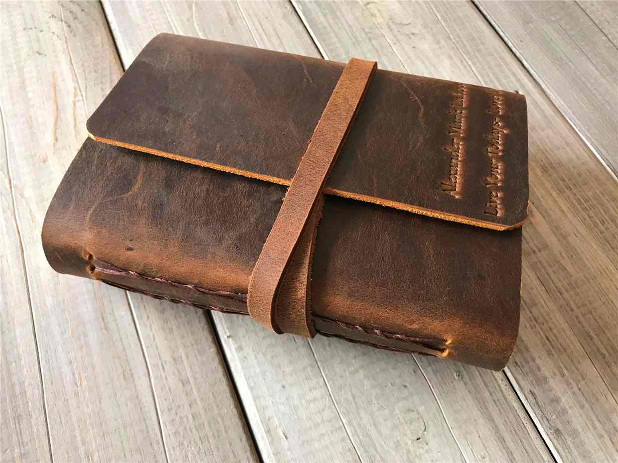 Premium Embossed Leather Pocket Journal Notebook - Handmade Writing Diary for Travel, Work & Personal Reflection - Perfect Gift for Writers & Professionals