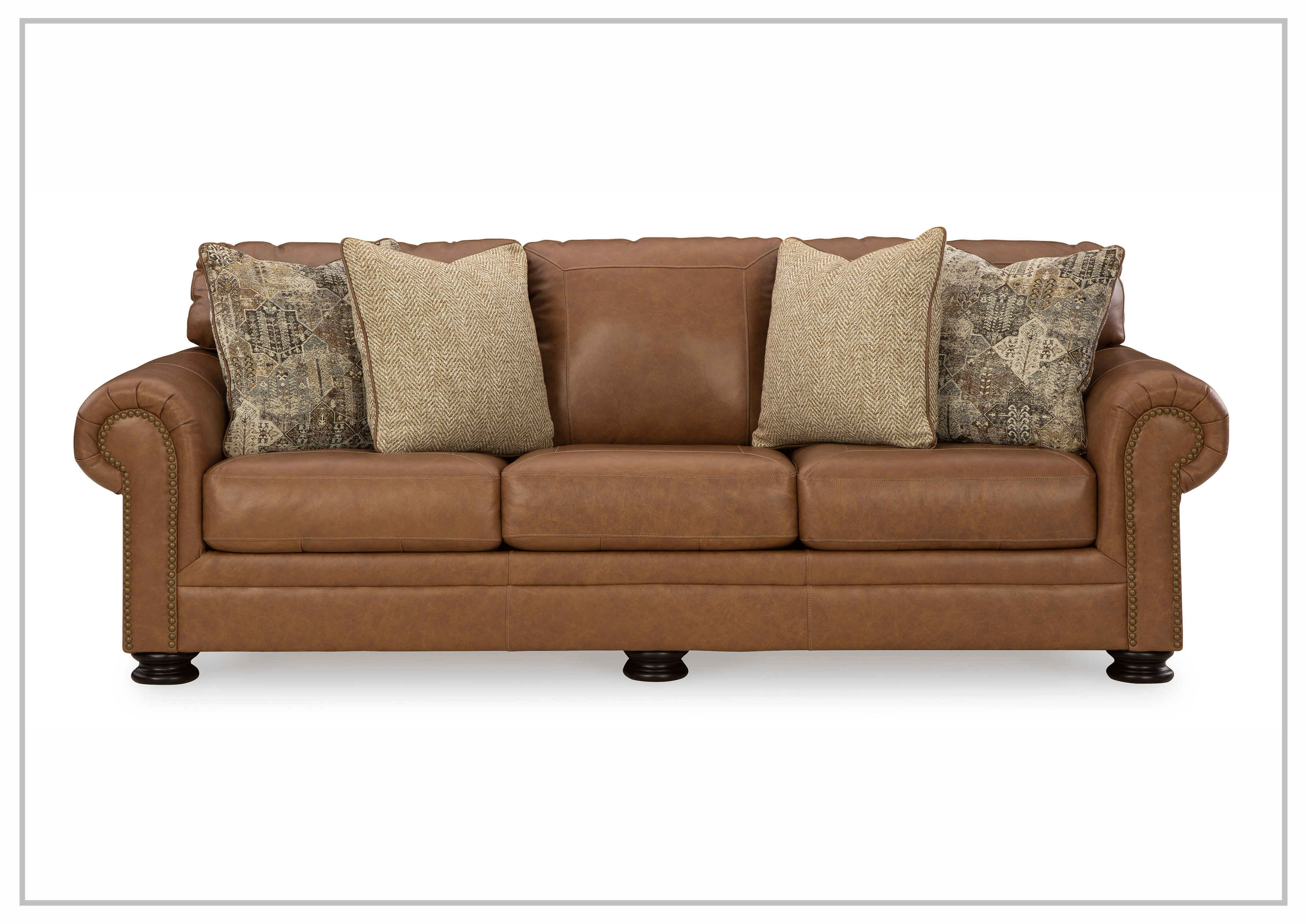 Gio Italia Crescentia Brown Leather 3-Seater Queen Sleeper Sofa Bed - Convertible Comfort for Small Spaces, Guest Rooms & Apartments