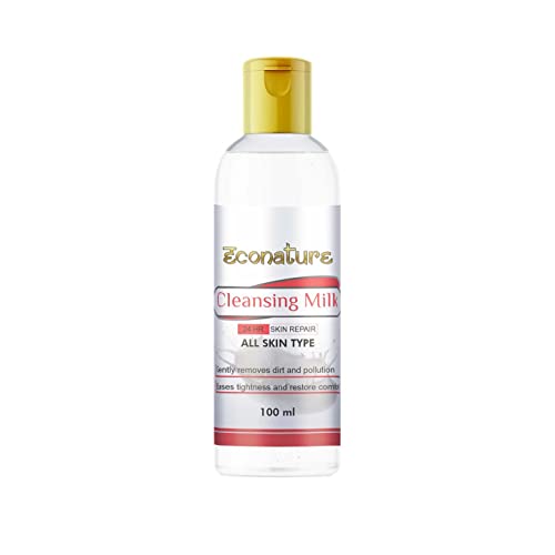 Econature Gentle Cleansing Milk - Soothing Daily Face Wash & Makeup Remover with Natural Ingredients | Hydrating & Relaxing Formula | Eco-Friendly Skincare for Sensitive Skin (100ml) | Perfect for Morning & Night Routine, Travel-Friendly Size