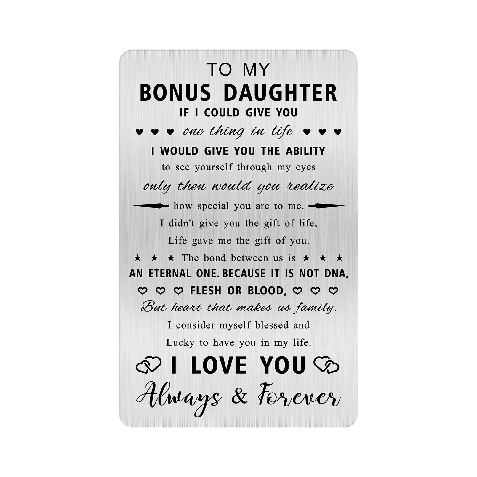 Alotozo Greeting Card for Bonus Daughter - Heartfelt Wallet Card Celebrating Eternal Family Bond - Perfect Birthday & Christmas Gift for Stepdaughters - Ideal for Special Occasions, Family Celebrations and Keepsake Memories