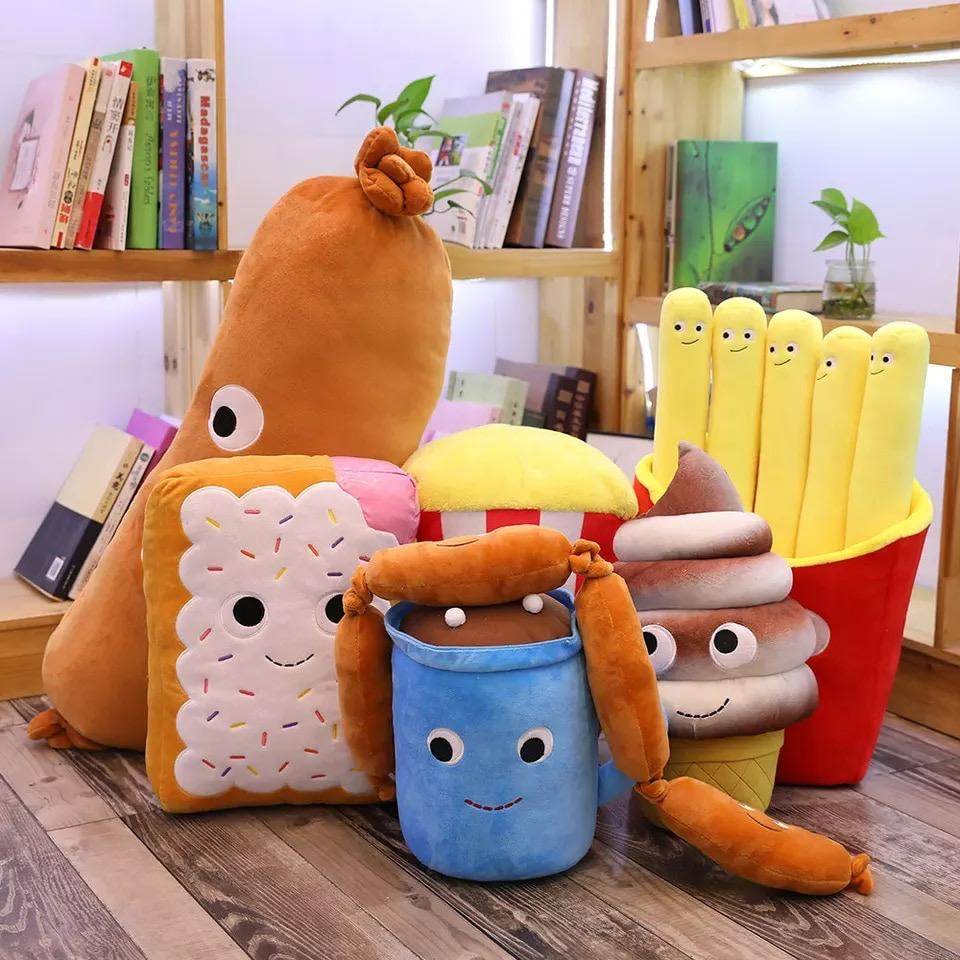 Cute Stuffed Foodie Friends Plush Toys - Adorable Kawaii Animal Plushies with Food Theme | Perfect for Kids Gifts, Room Decor & Cuddling
