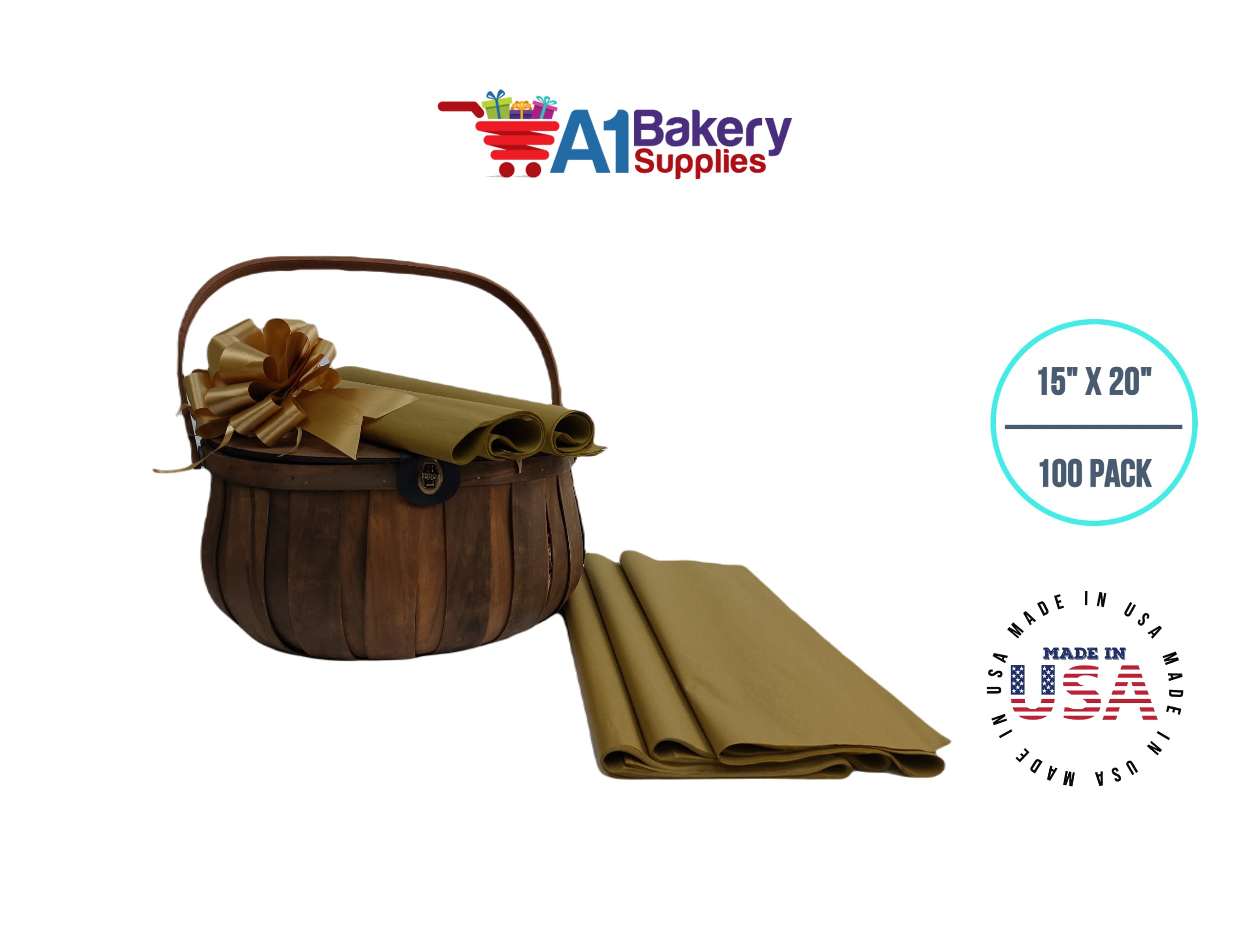 Premium Antique Gold Tissue Paper 15x20 Inches - 100 Sheets for Gift Wrapping, Party Decor & Craft Projects