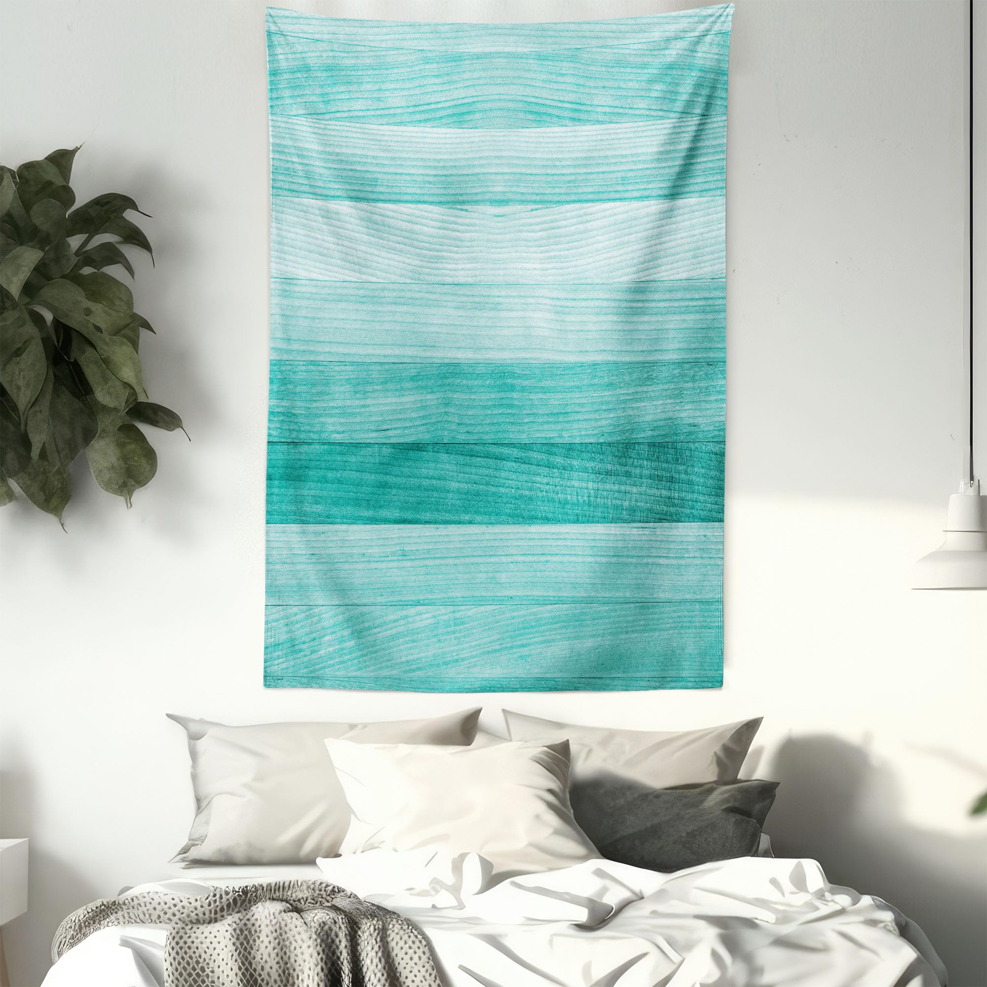 Ambesonne Turquoise Tapestry - Hand-Painted Wood Board Design with Horizontal Lines, Easter Holiday Wall Art Decor for Bedroom, Living Room, Dorm (23