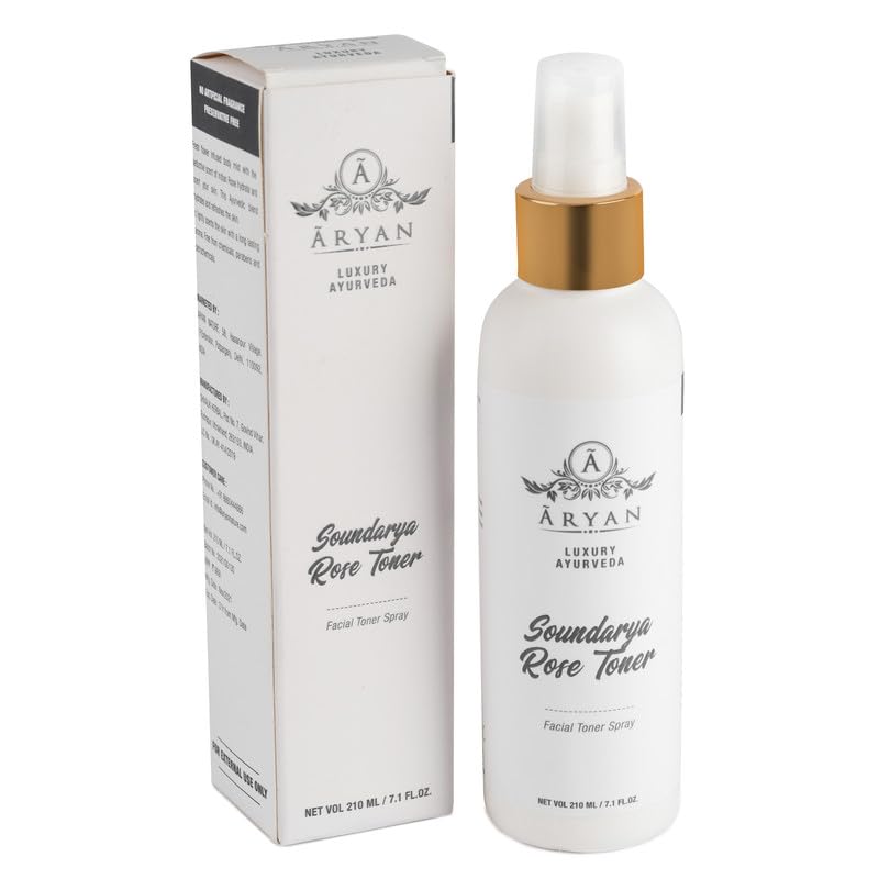 ARYAN Soundarya Rose Toner - 100% Vegan Natural Face Toner with Rosemary Extract | Paraben-Free, Anti-Acne Treatment for Men & Women | Hydrating & Purifying Skin Care (210ml) | Perfect for Daily Skincare Routine & Post-Shave Soothing