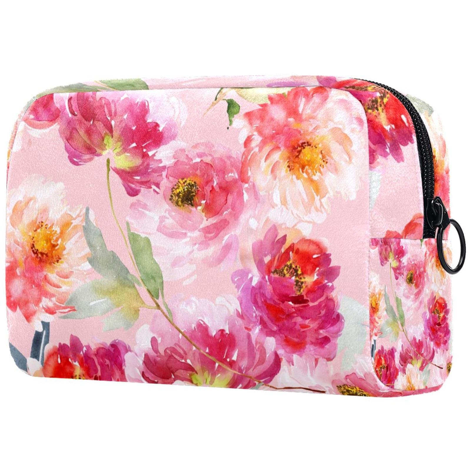 Large Handmade Pink Cosmetic Bag for Women - Portable Travel Makeup Case & Toiletry Organizer with Zipper | Perfect for Vacation, Gym, and Daily Essentials Storage