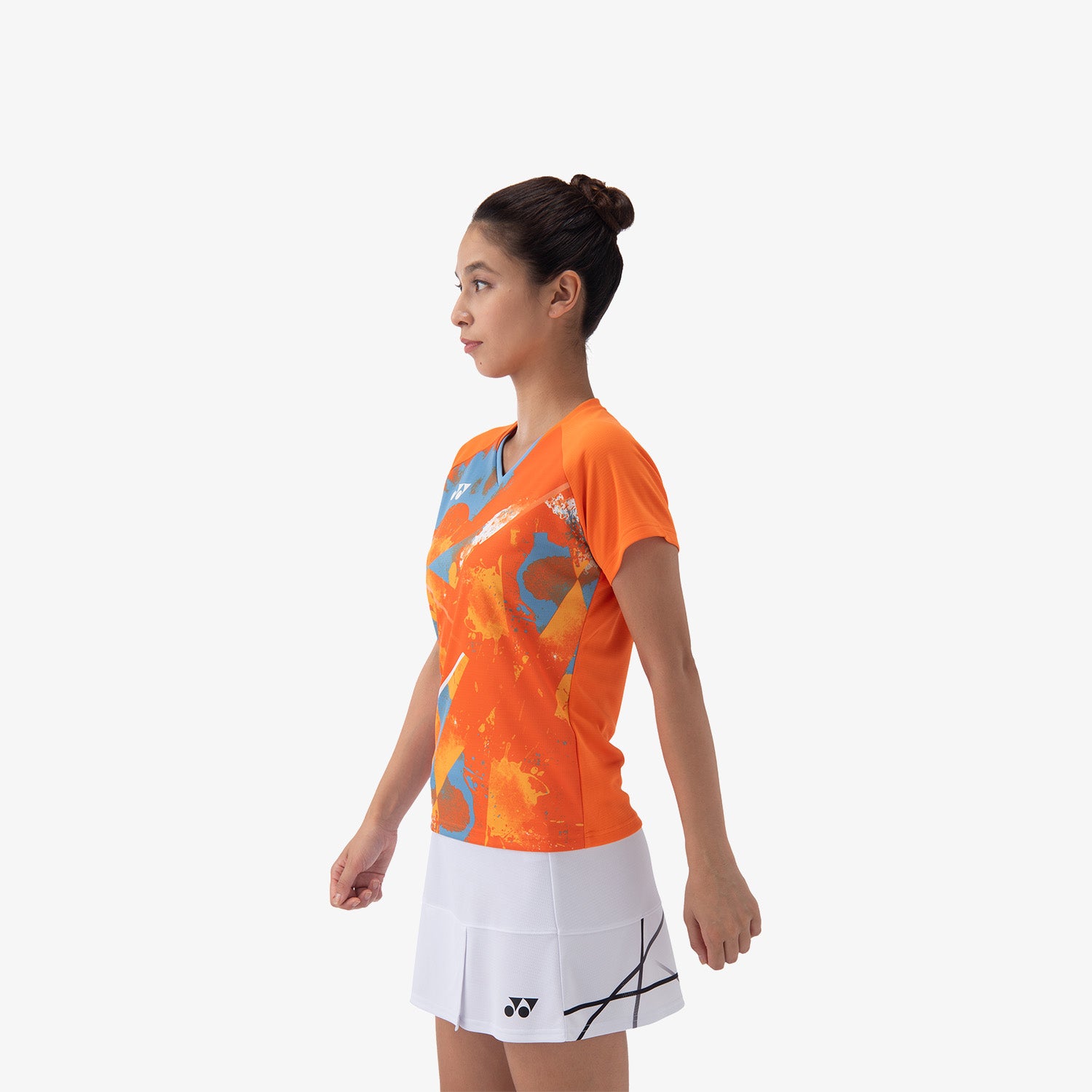 Yonex Women's Crew Neck Tournament Tennis Shirt 20771BOR - Breathable Quick-Dry Performance Top for Badminton & Squash - Bright Orange Athletic Wear for Court Sports