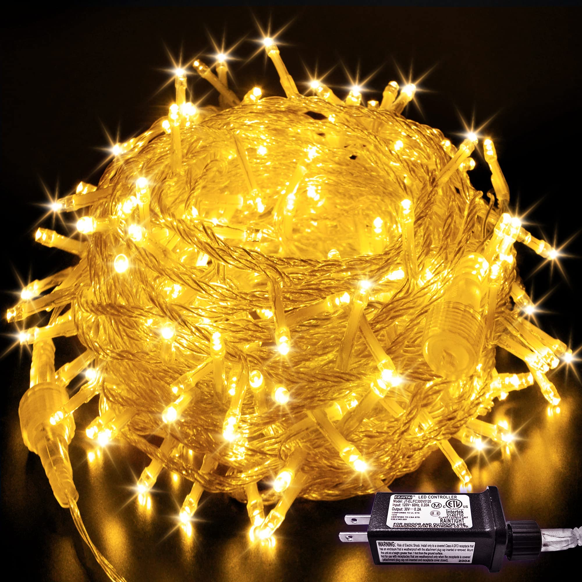 JMEXSUSS 66ft 200 LED String Lights - Waterproof Connectable Christmas Lights with 8 Modes, Warm White Indoor Outdoor Decor for Bedroom, Garden, Wedding, Party & Holiday Decorations