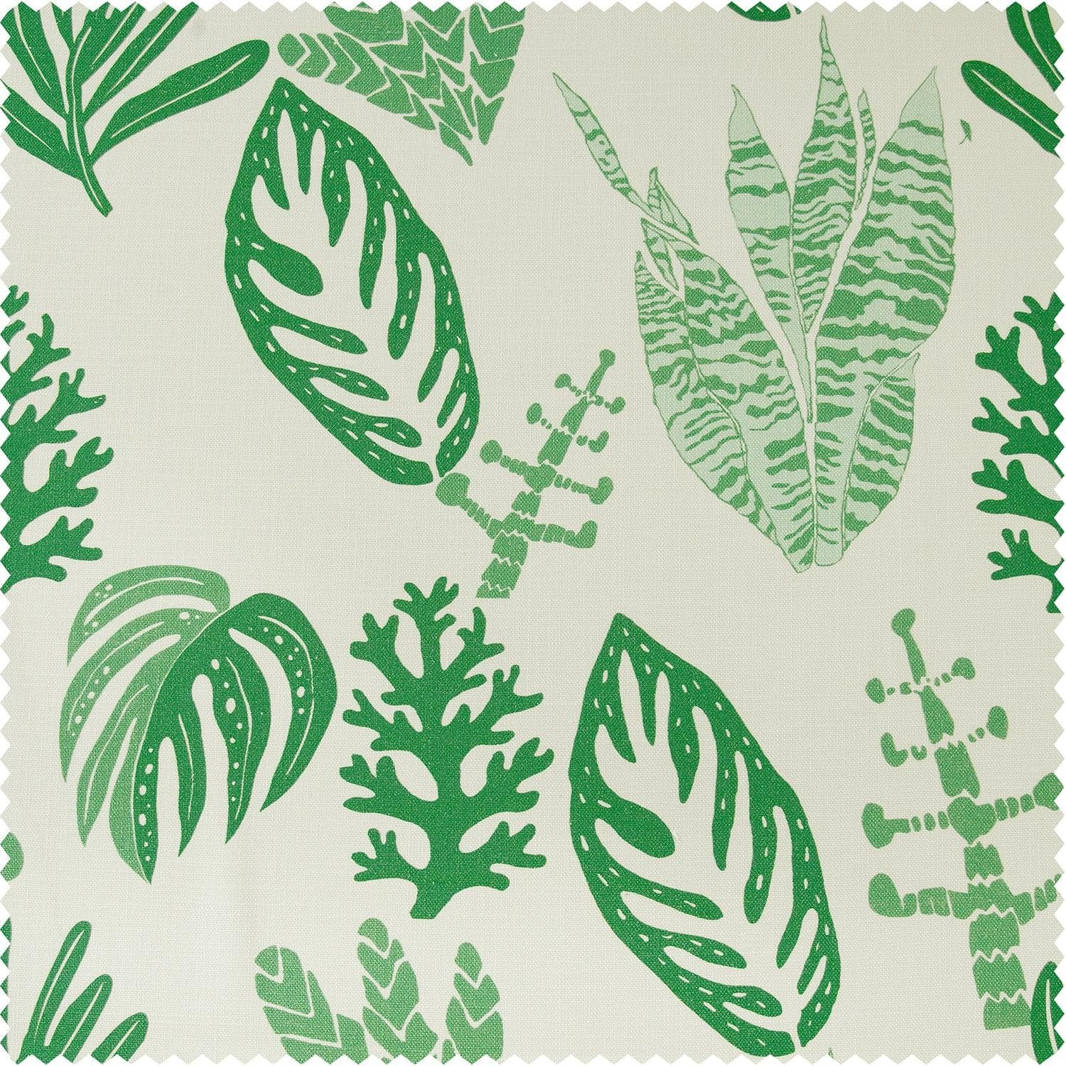 Palm Beach Green Floral Textured Printed Cotton Fabric Swatch - Perfect for Upholstery, Quilting & DIY Home Decor Projects
