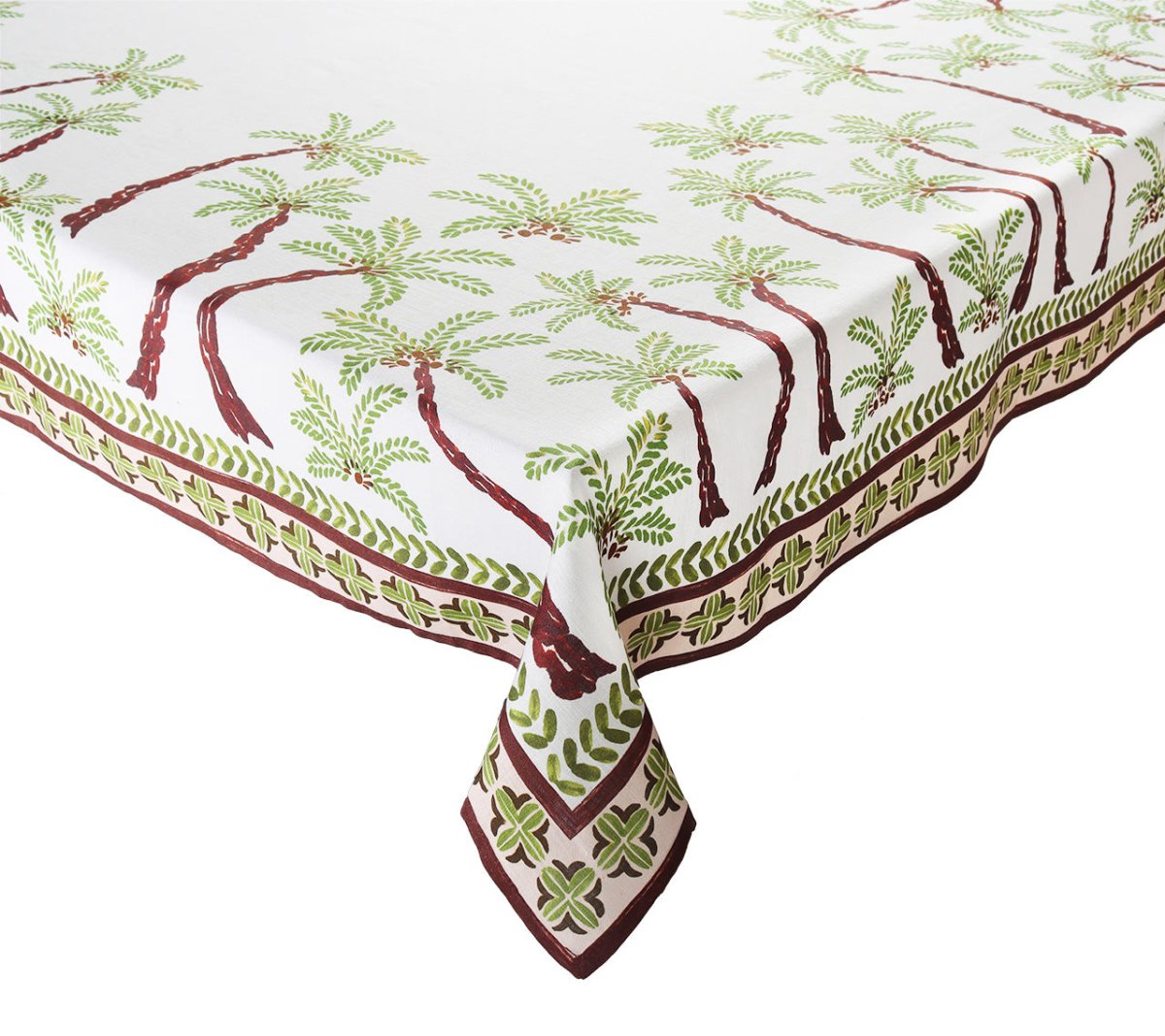 Elegant Oasis Tablecloth in Ivory, Green & Brown - Perfect for Dining Room, Wedding, and Party Decor