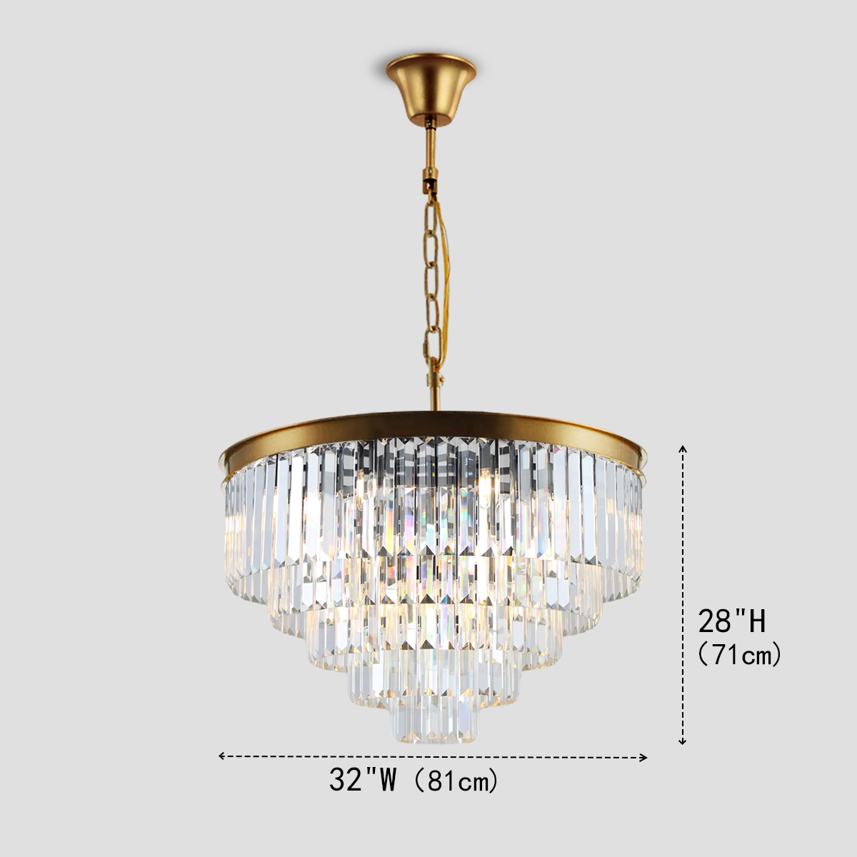 Falria Multi-Tier Clear & Smoke Crystal Round Chandelier - Elegant Ceiling Light Fixture for Dining Room, Living Room, Bedroom, and Wedding Decor