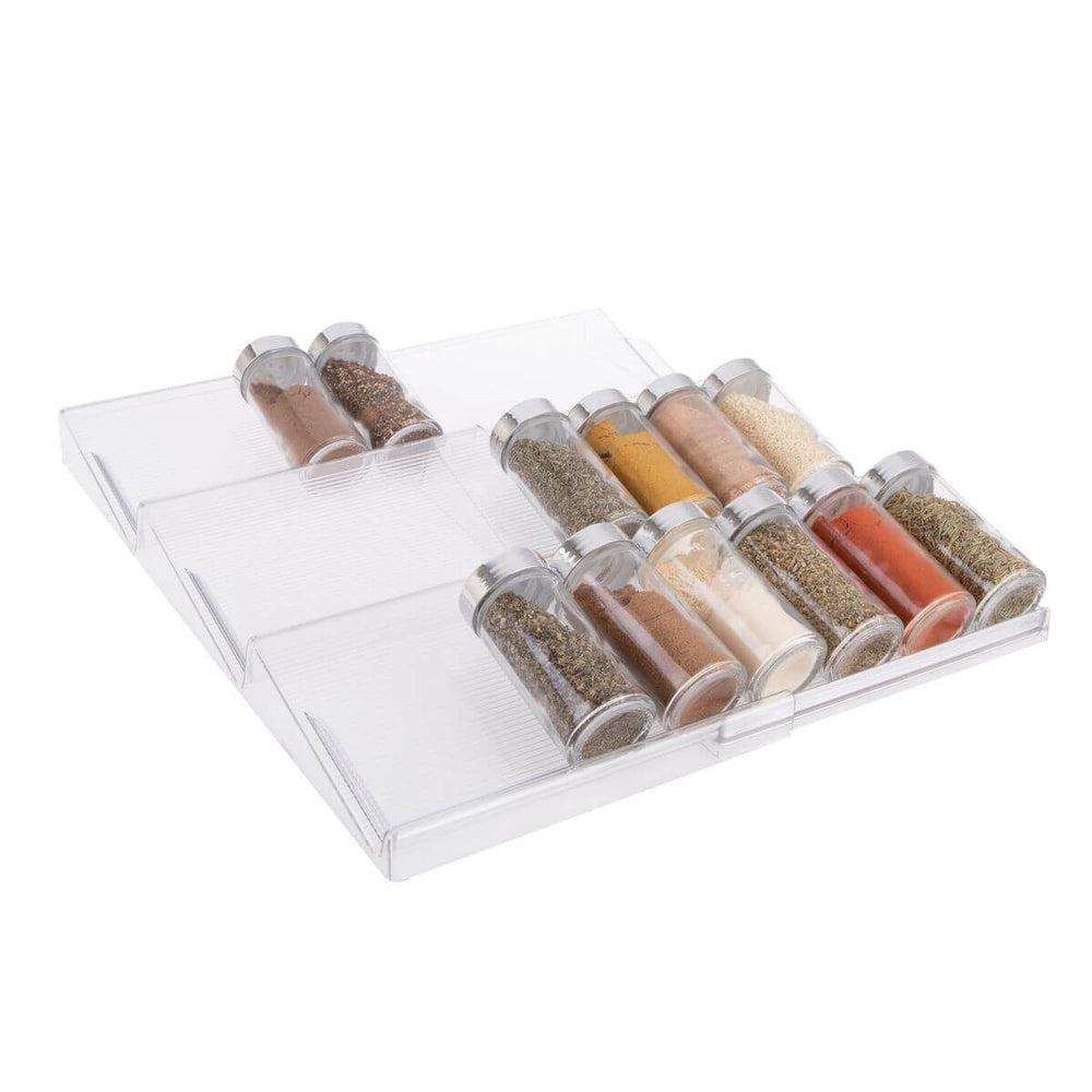 Expandable In-Drawer Spice Rack Organizer - Adjustable Kitchen Cabinet Storage for Spices, Utensils & More - Perfect for Small Spaces & Clutter-Free Organization