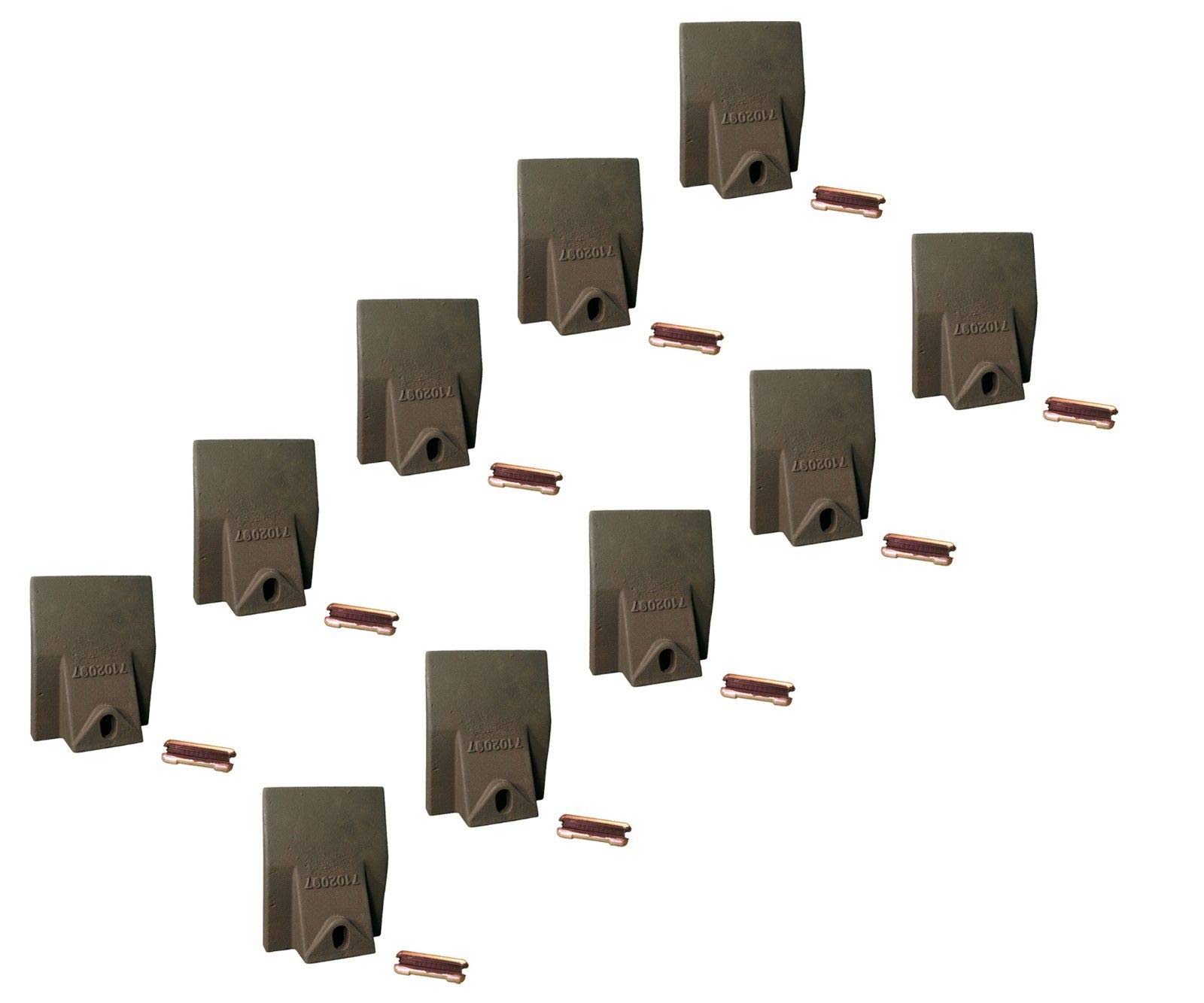 10 Bobcat Style Mini Excavator Bucket Teeth with Pins - Heavy Duty Dirt Flare Teeth for Skid Steer Loaders (7102097) - Perfect for Landscaping, Construction & Digging Projects