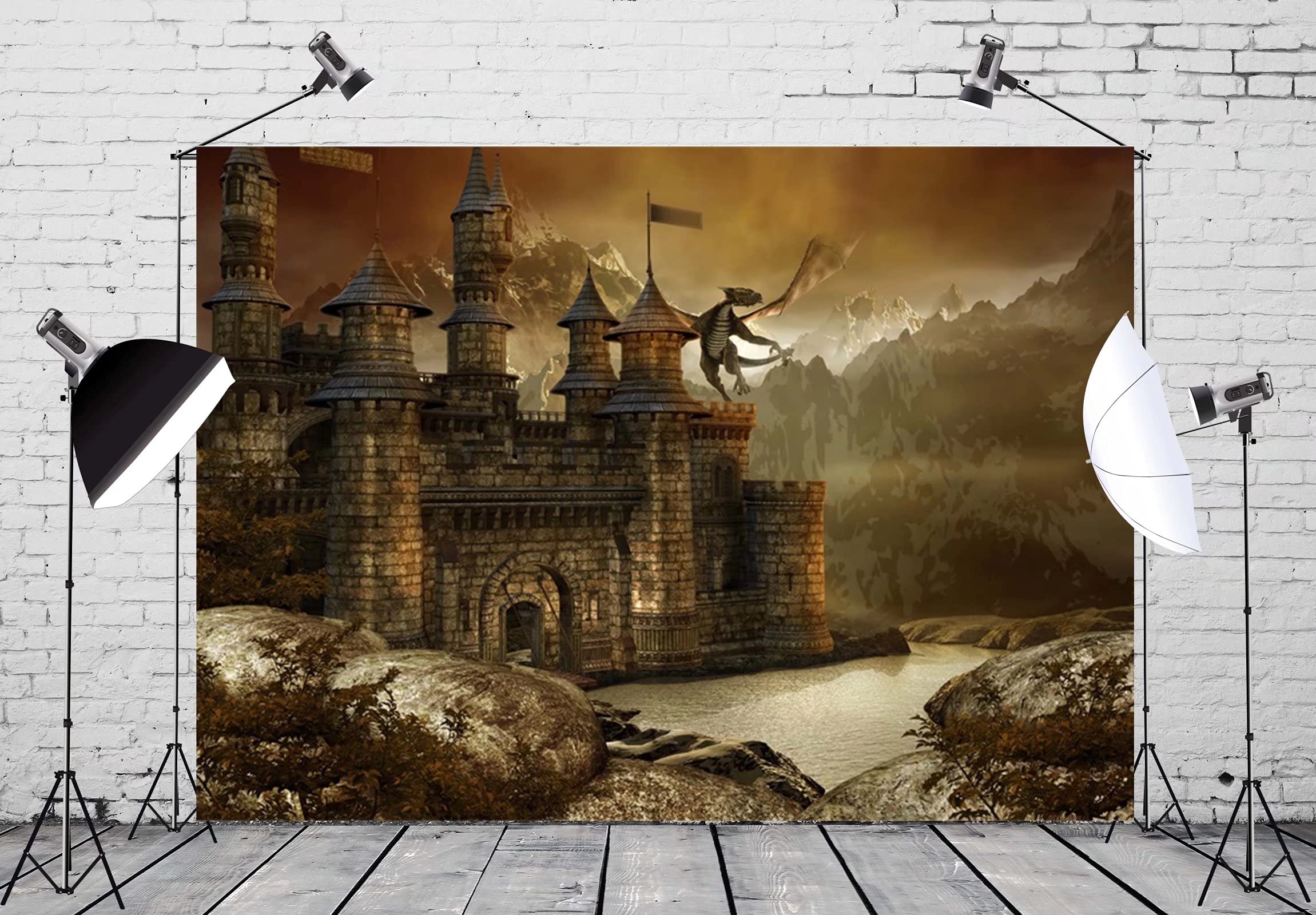 5x3ft Dragon Castle Fantasy Backdrop Tapestry - Cartoon Wonderland Party Decor for Fairy Tale Birthday, Baby Shower & Photo Booth Props | Perfect for Studio Photography, Themed Events & Nursery Decor