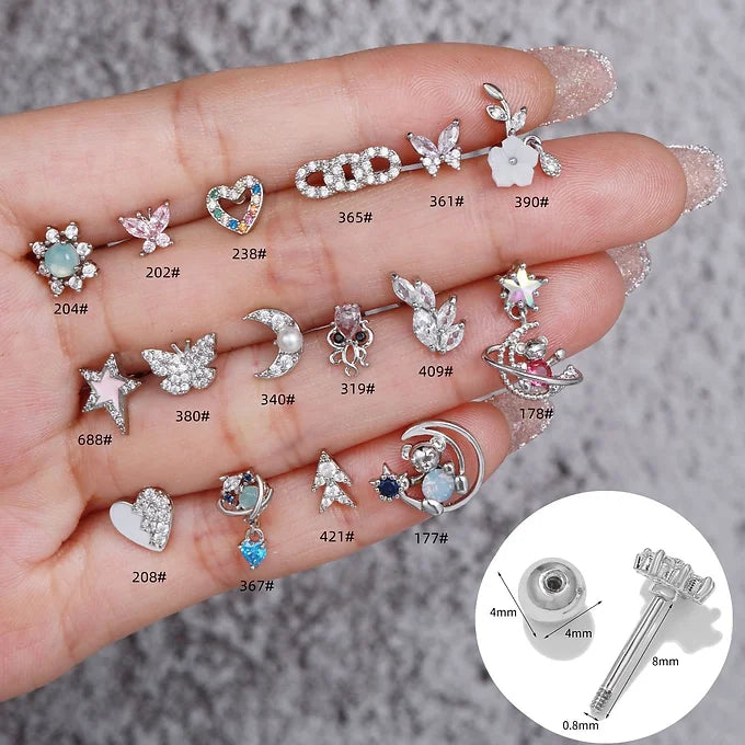20G Safety Pin Studs for Cartilage & Daith Piercing - Hypoallergenic Stainless Steel Earrings | Perfect for Everyday Wear, Parties & Alternative Fashion (EGD0202)