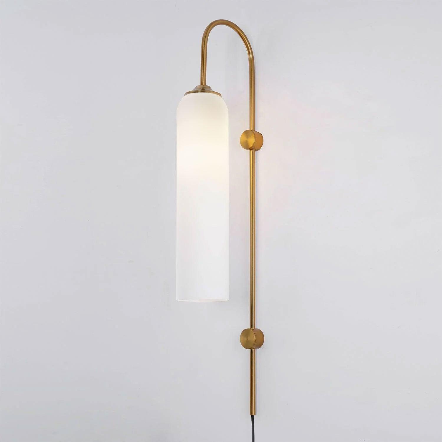 Modern Glass Plug-In Wall Sconce - Elegant Lighting for Bedroom, Living Room & Hallway - Energy Efficient LED Wall Light for Home Decor