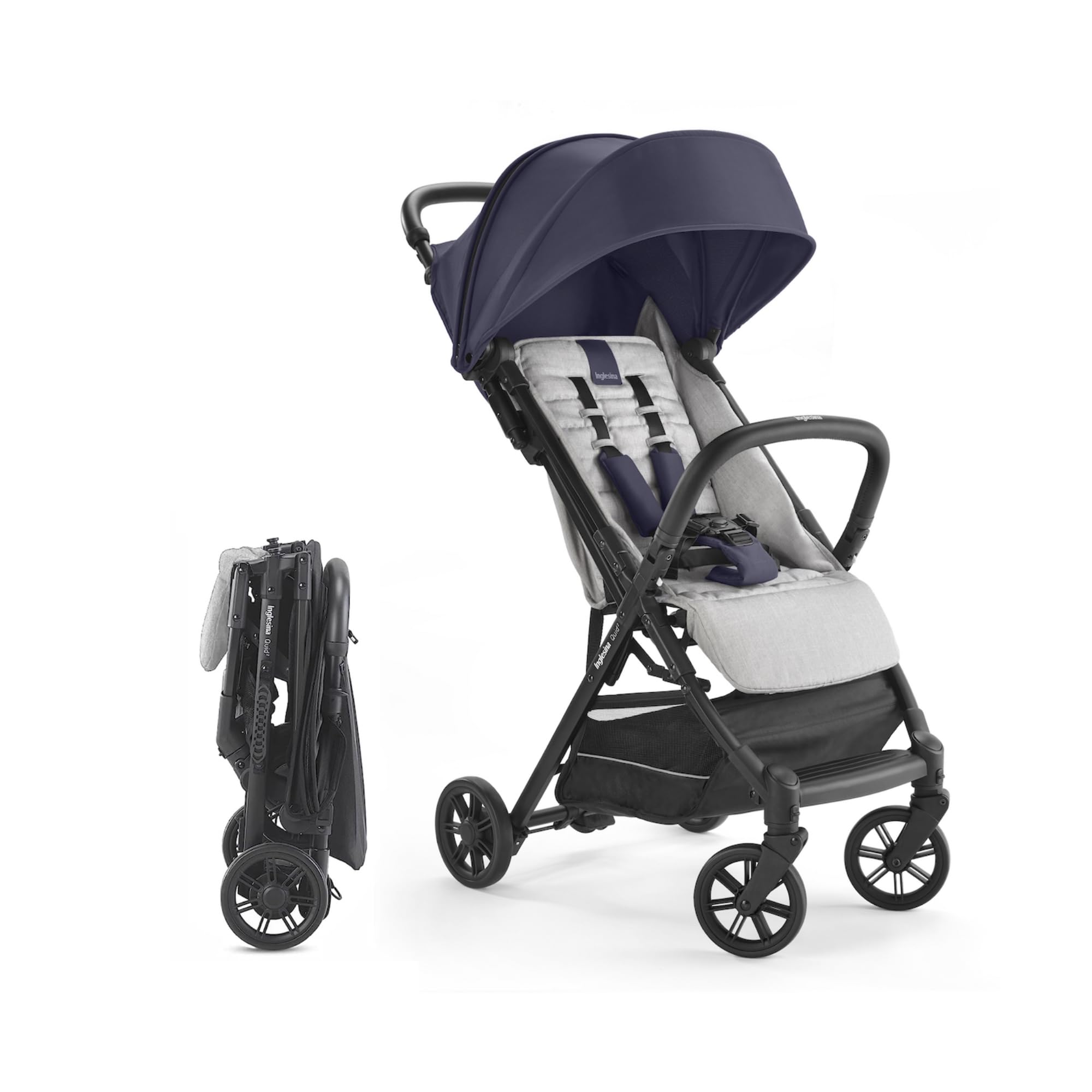 Inglesina Quid Stroller - Compact Lightweight Travel Stroller for Babies & Toddlers (3 Months to 50 lbs) | Easy Fold & Airplane Approved | BPA-Free College Navy Design | Perfect for City Walks, Travel & Everyday Use