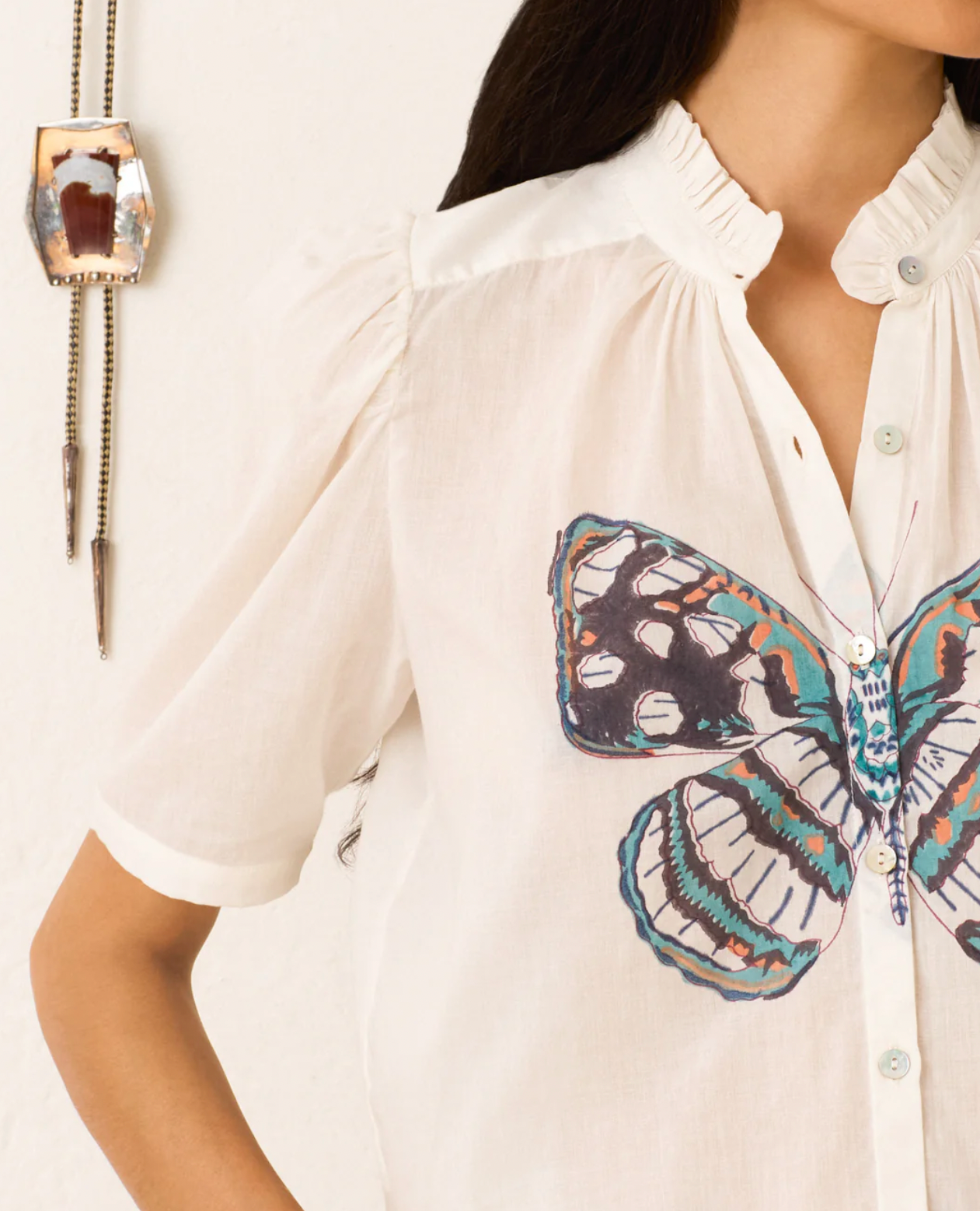 Alix of Bohemia Winn Butterfly Garden Shirt - Women's Floral Print T-Shirt for Casual Wear & Summer Outfits | Perfect for Garden Parties, Brunch Dates & Outdoor Activities