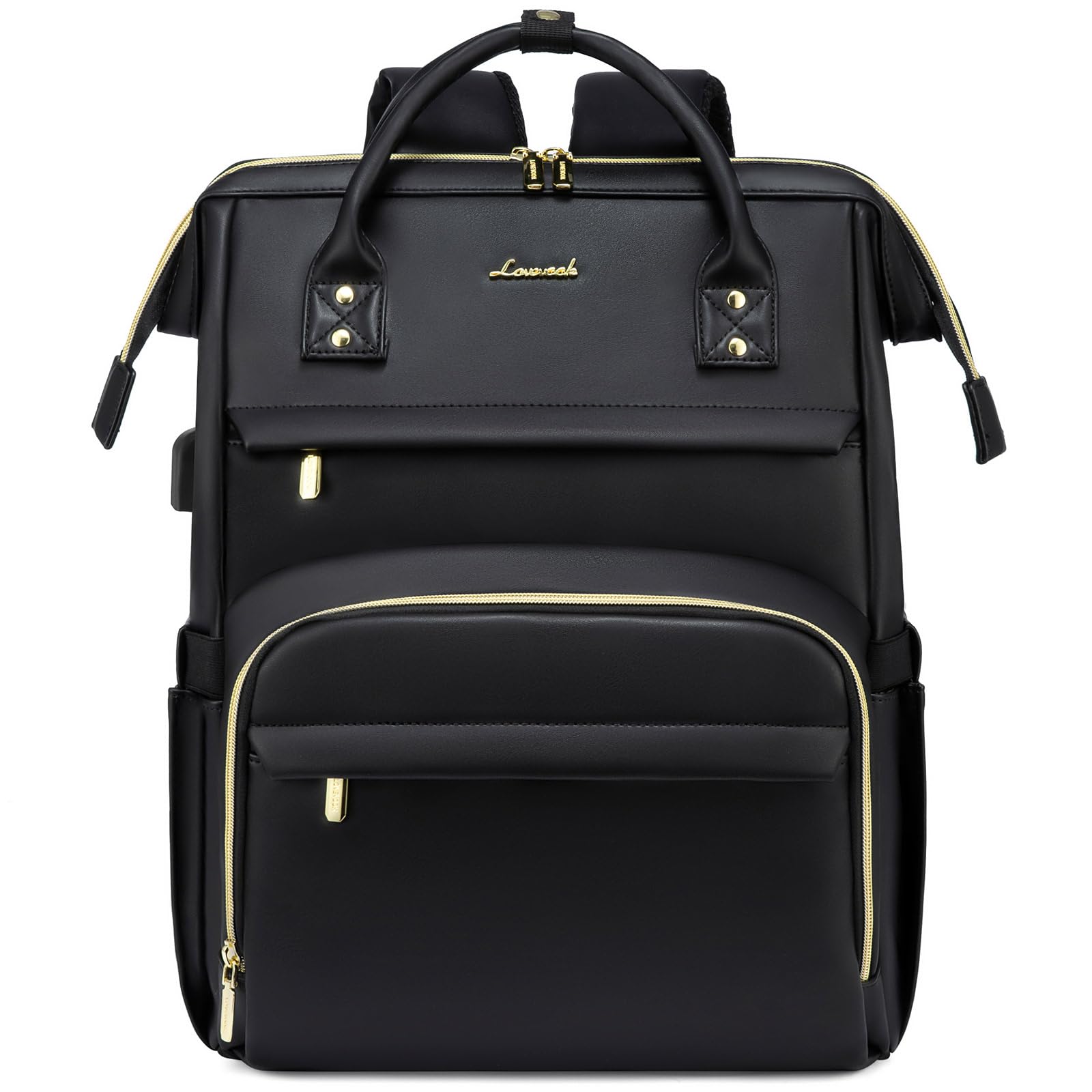 LOVEVOOK 17 Inch Leather Laptop Backpack for Women - Stylish Travel Backpack Purse for Nurses, Teachers & Professionals - USB Port College Business Work Bag - Perfect for Commuting, Office & Daily Use
