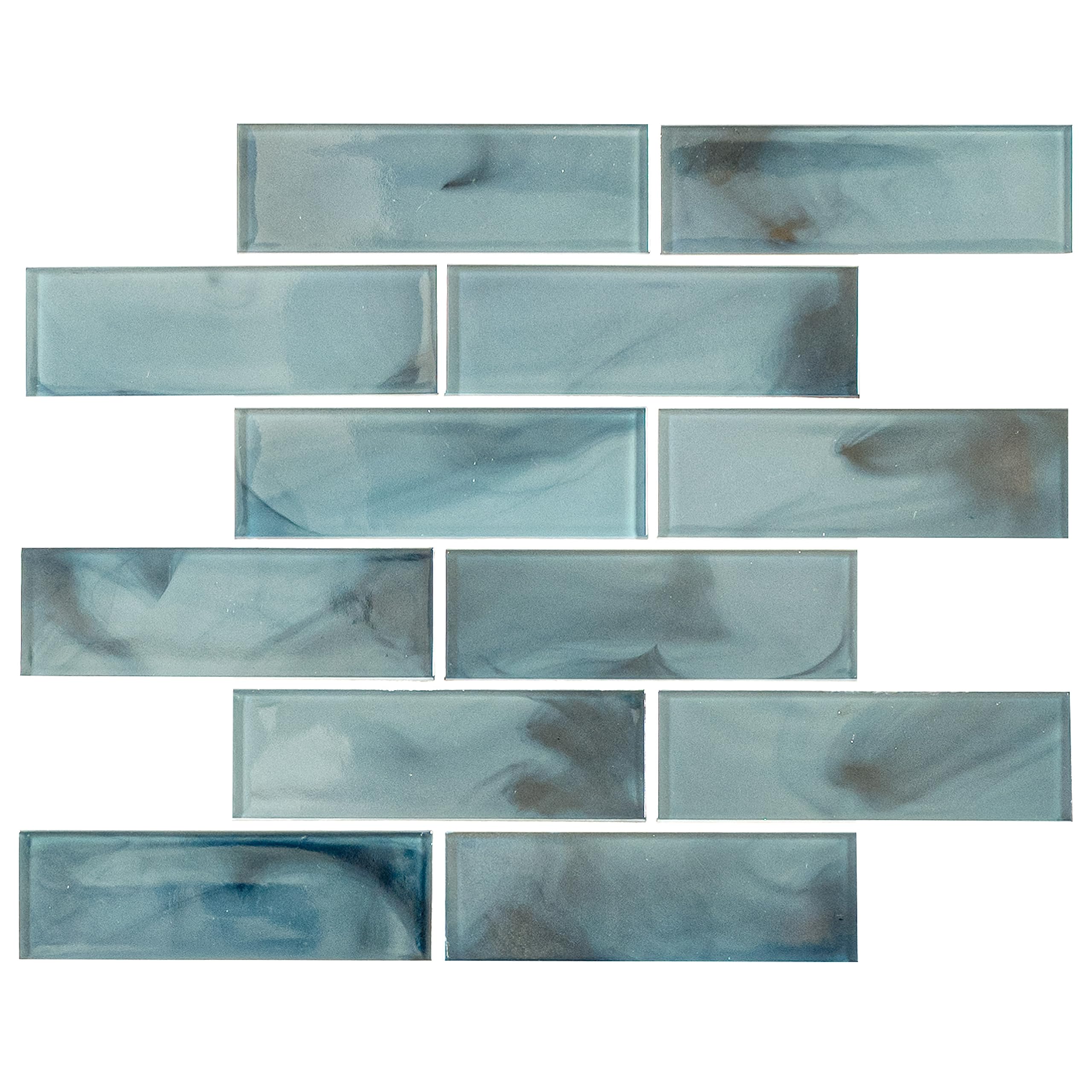 MSI Blue Shimmer 11.75x11.75 Inch Glass Subway Tile - Premium Kitchen Backsplash, Bathroom Wall & Shower Tile (2x6 Inch) - Perfect for Modern Home Renovation, Coastal Decor & Spa-Inspired Bathrooms