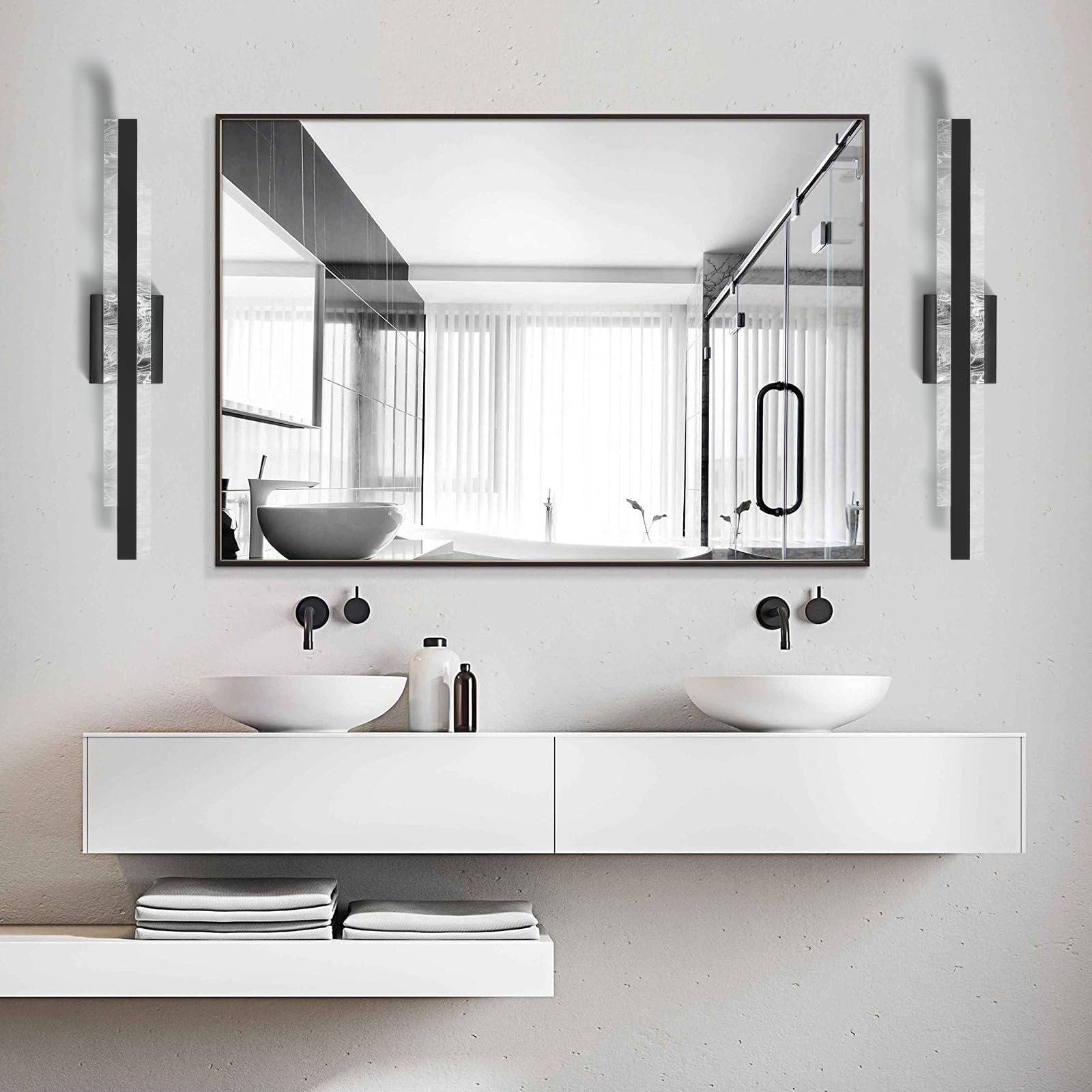 HAHZT 27 Inch Matte Black Dimmable LED Bathroom Vanity Light - 28W Wall Sconce for Mirror, Painting & Cabinet Lighting (3000K Warm White) - Perfect for Modern Bathrooms, Bedrooms & Art Galleries