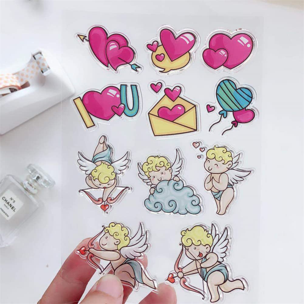 Love Cupid Clear Stamps - Valentine's Day Silicone Stamps with Sentiments & Arrow Patterns for DIY Holiday Cards, Scrapbooking, Album Decorations - Perfect for Wedding Invitations, Love Letters & Craft Projects