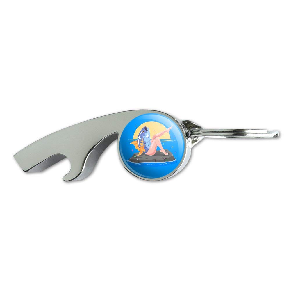 Reverse Mermaid Tuna Head Keychain - Chrome Plated Metal Whistle Bottle Opener - Unique Novelty Gift for Fishermen & Mermaid Lovers - Perfect for Keychains, Gag Gifts & Beach Parties
