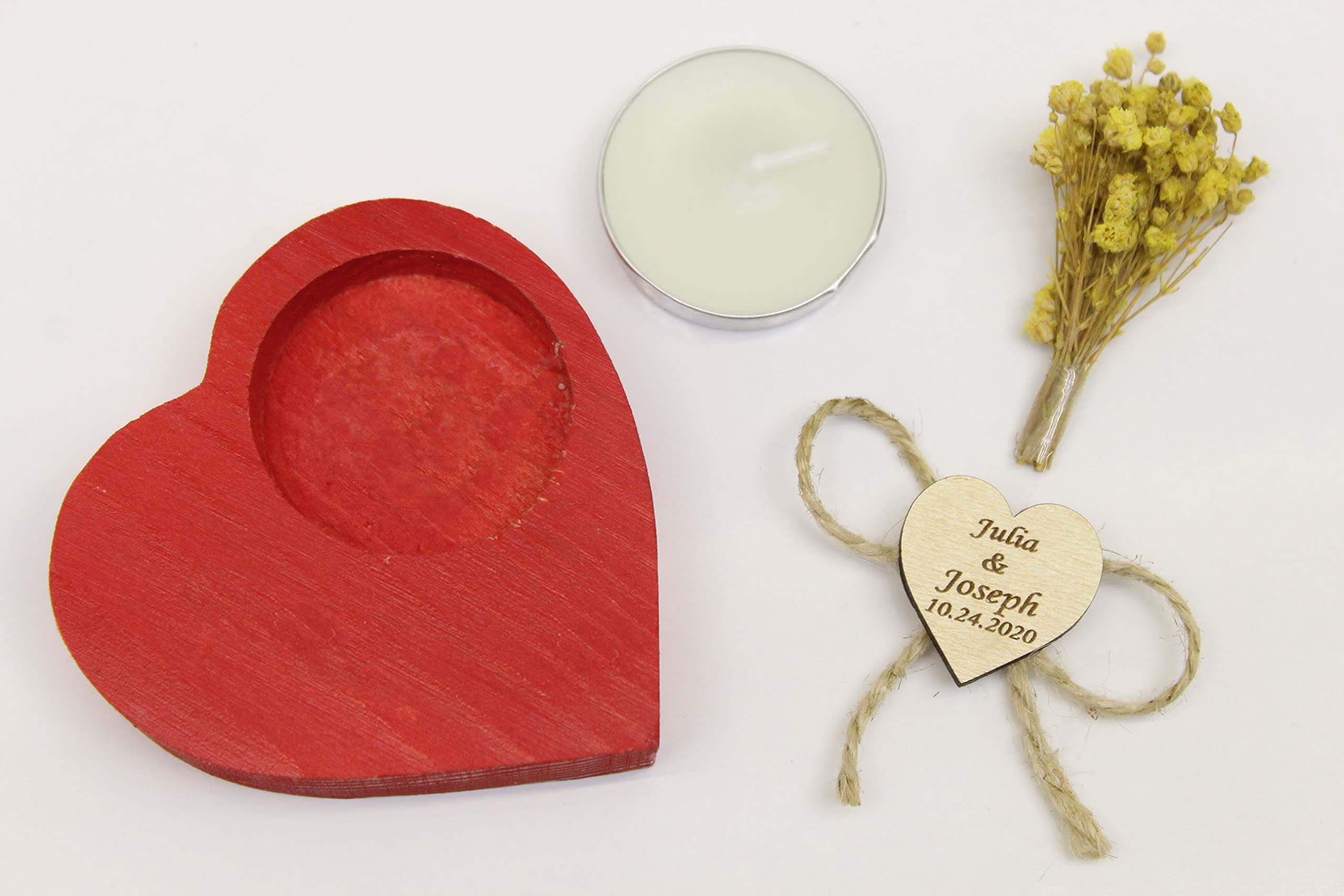 Personalized Heart Shaped Candle Holders - Romantic Wedding Favors, Bridal Shower Gifts, Funeral Memorial Candles & Guest Gifts - Elegant Tealight Holders for Home Decor, Wedding Centerpieces & Special Occasions