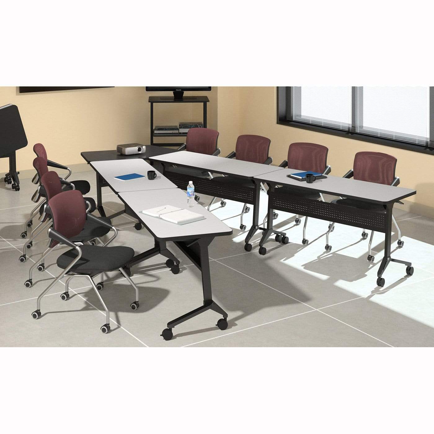 Safco Mayline FLIP N GO Training Table Set - Foldable & Portable Conference Table for Office, Classroom, or Training Sessions - Folkstone Finish [FLIP2FLK4] - Perfect for Meetings, Workshops, and Collaborative Work Spaces