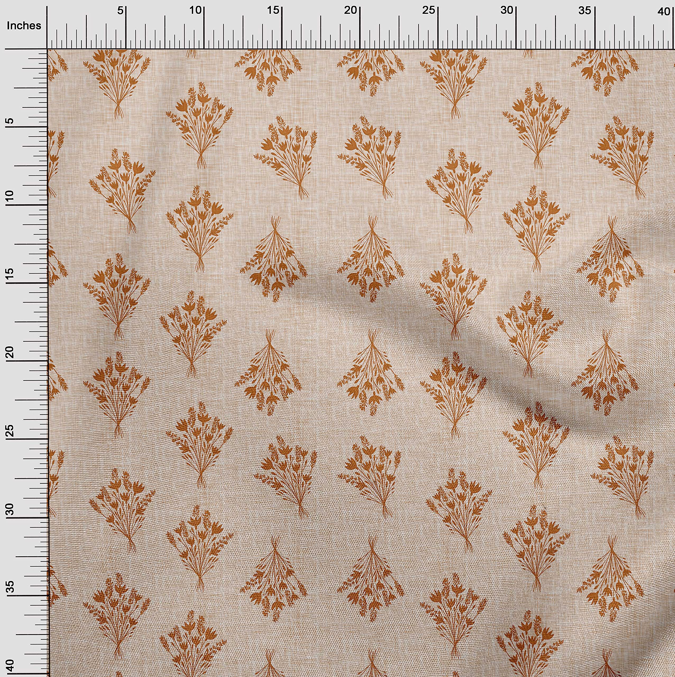 oneOone Rayon Orange Printed Fabric by The Yard - 56 Inch Wide Sewing Material for DIY Clothing, Dresses & Home Decor Projects | Premium Quality Block Print Fabric for Crafting & Fashion Design