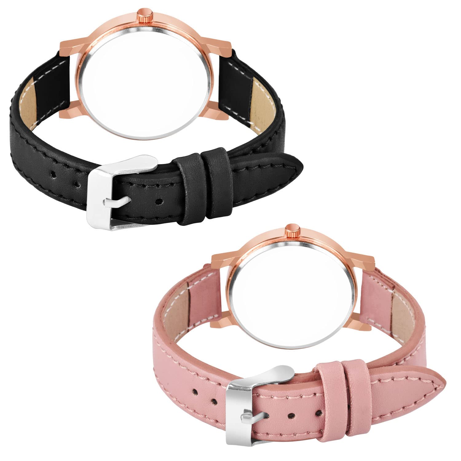 CLOUDWOOD Women's & Girls' Analog Multi-Color Dial Watch with Black & Pink Strap - Fashion Accessory for Casual Wear, Office & Gift Giving (Model WCH47)