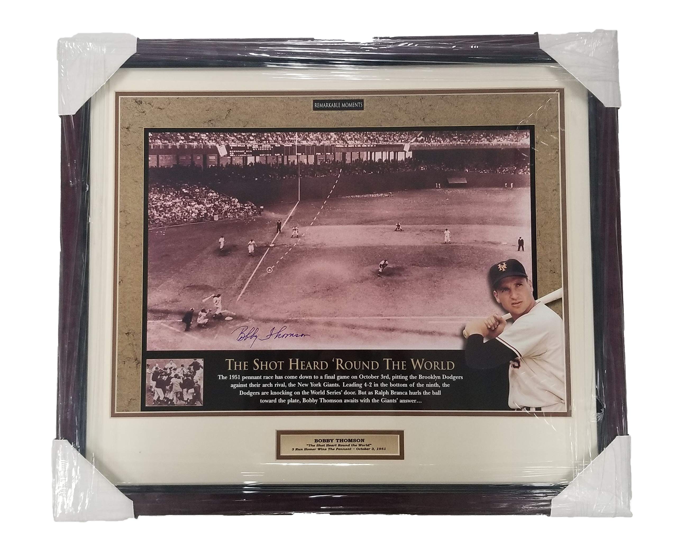 Autographed Photo of Bobby Thomson & Ralph Branca - 1951 'Shot Heard Round the World' Baseball Moment - 20x24 Framed Memorabilia for Sports Collectors & Baseball Fans